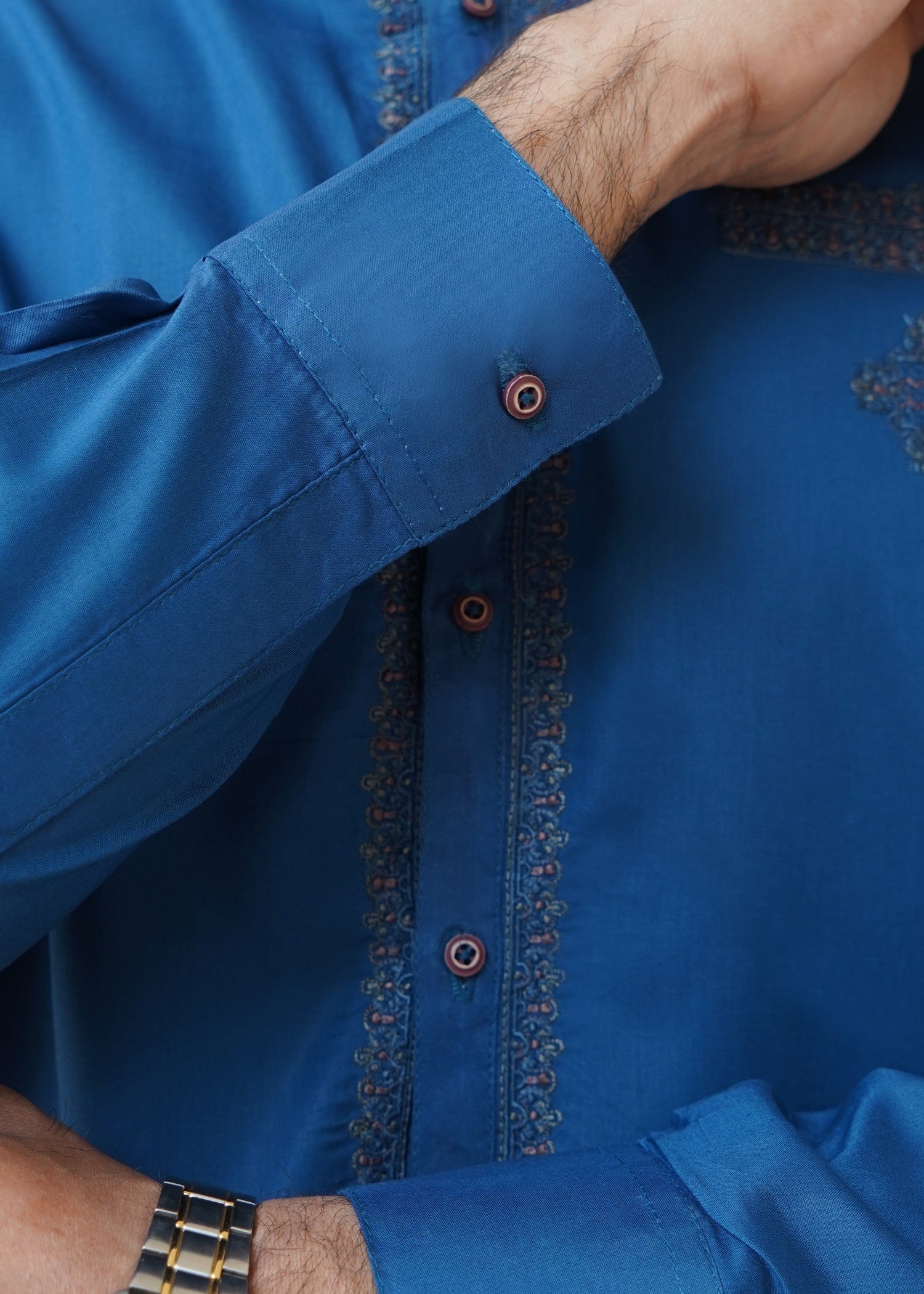 cotton viscose Unstitched in Sapphire blue