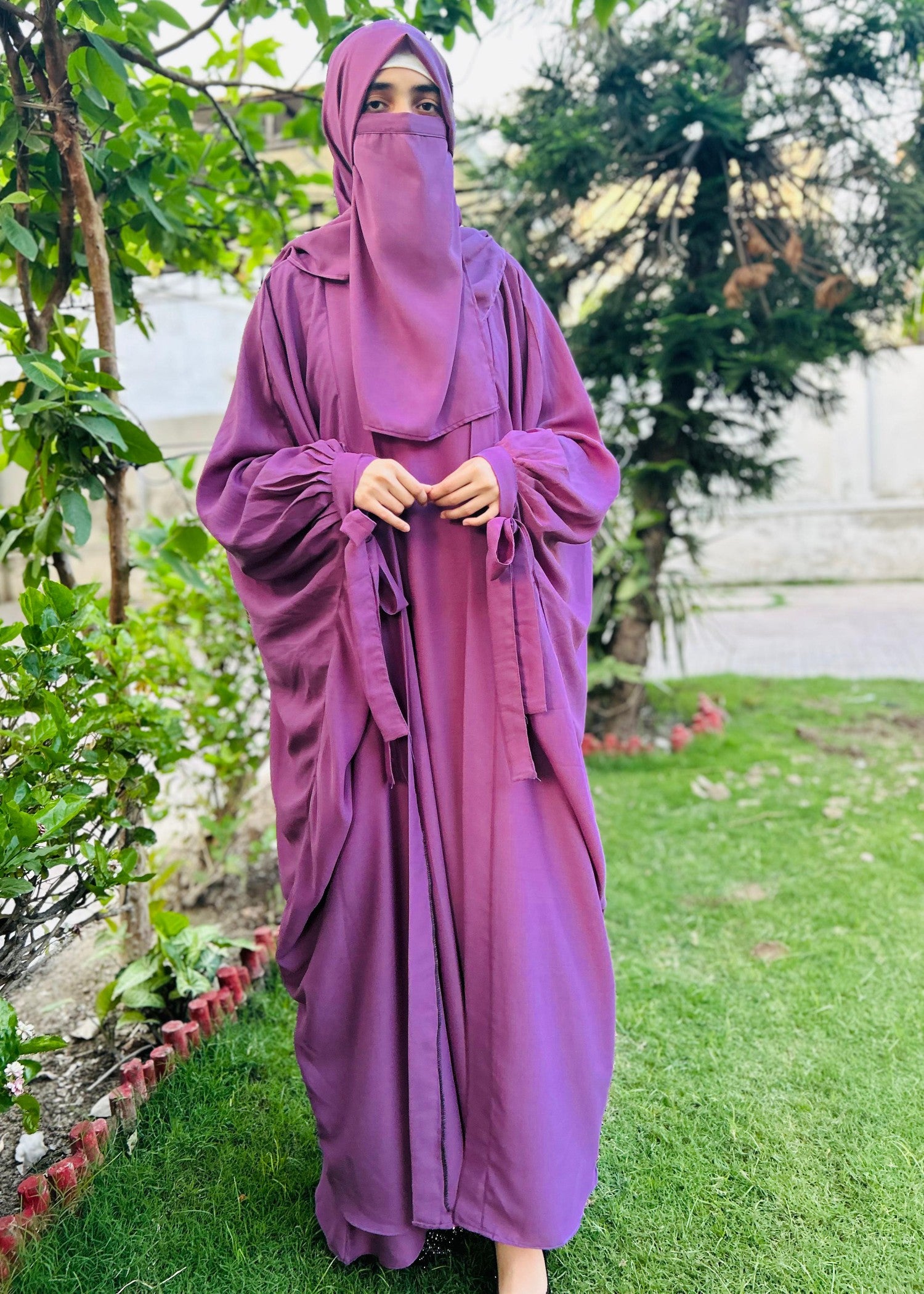 georgette chiffon Abaya in Lilac