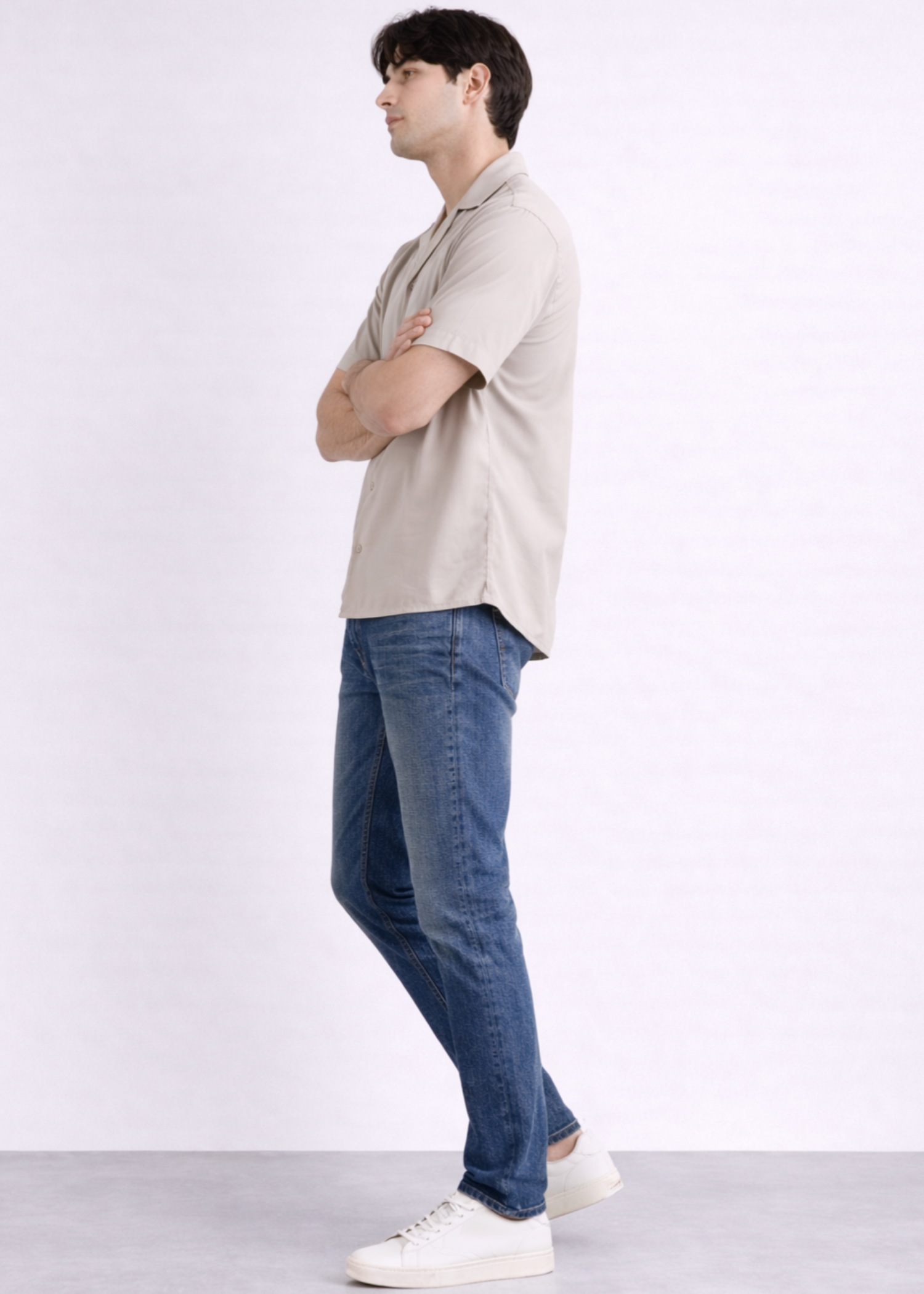 cotton Casual Shirt in Warm grey