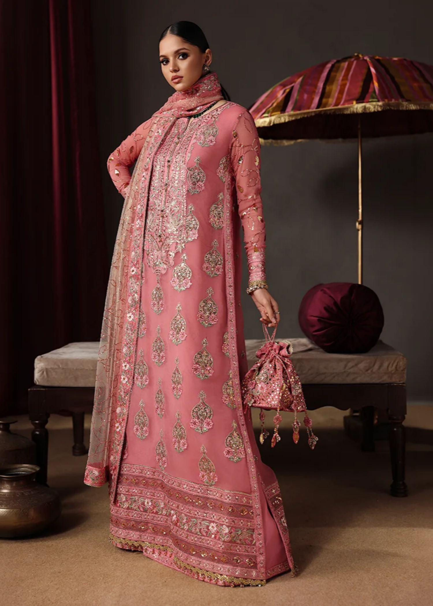 chiffon Unstitched in Strawberry pink