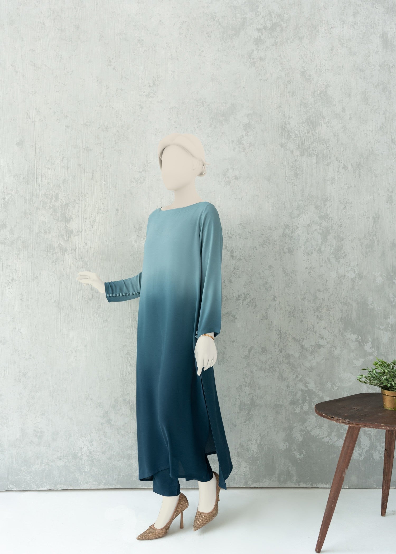 georgette Kurta Set in Teal