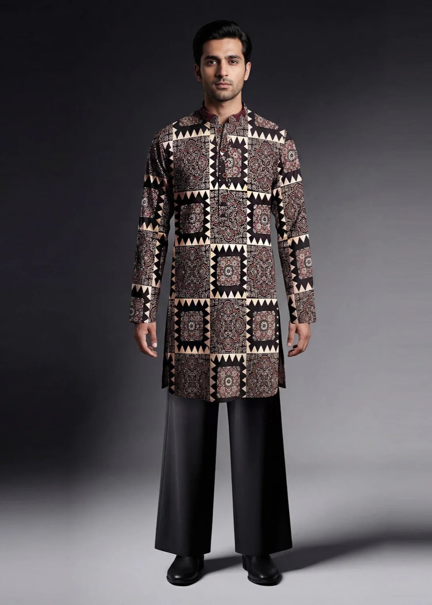 twill polyester Kurta in Multi