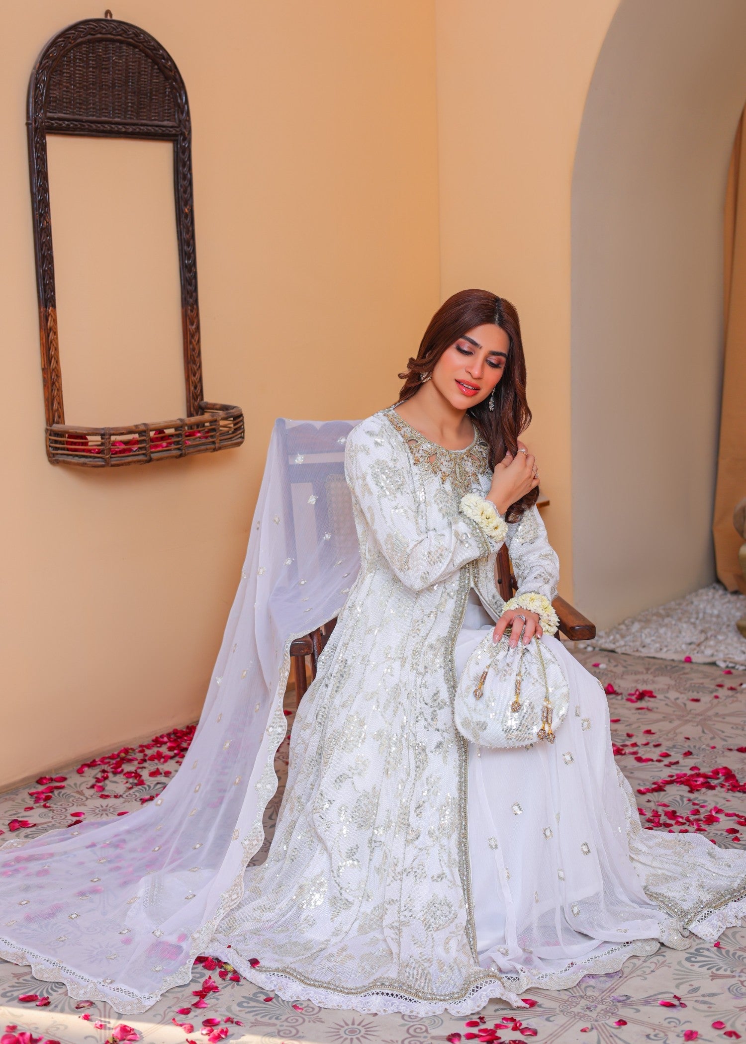 bemberg crinkle chiffon Maxi in White