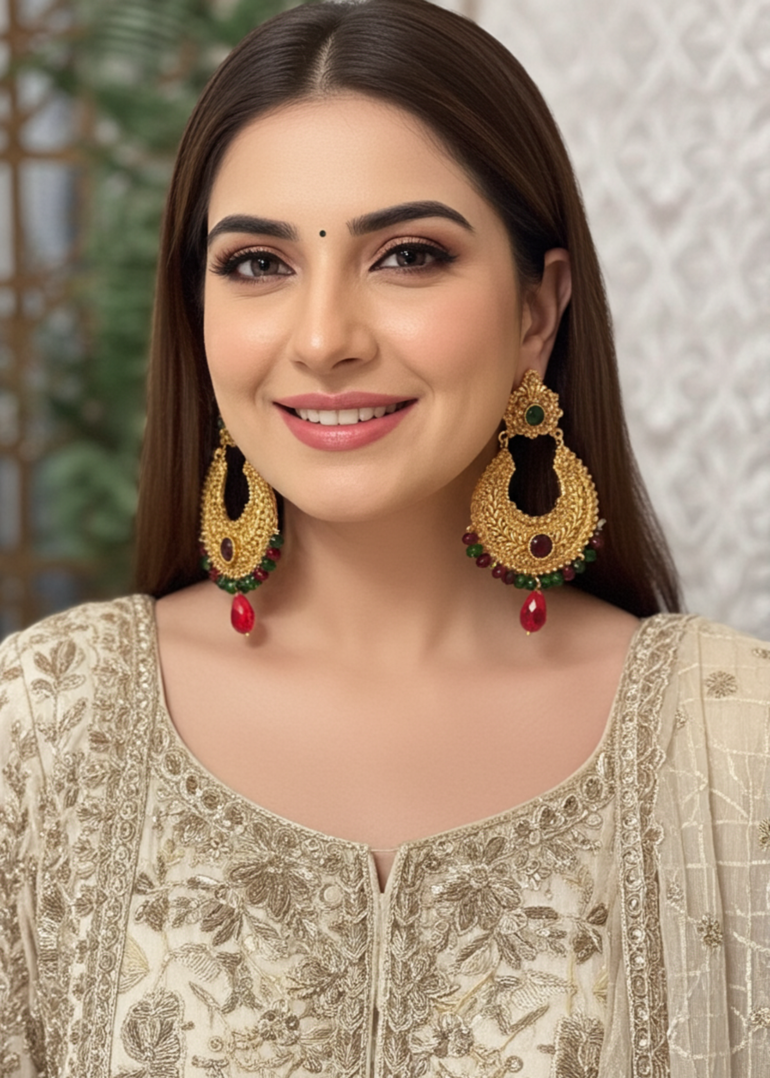 Earrings in Crimson Color by - Trendy Women Earrings VXG7957