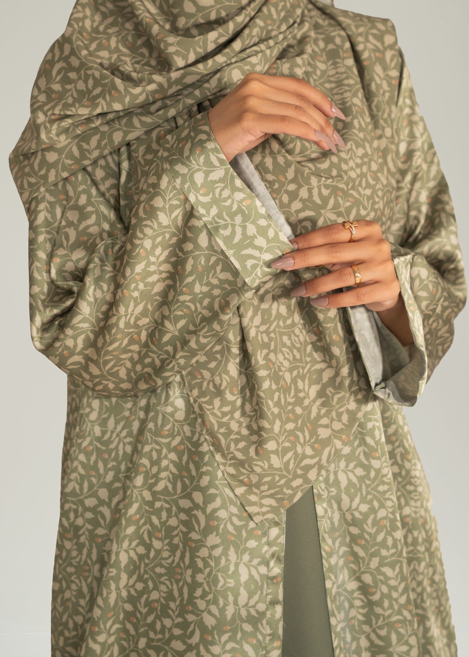 silk Abaya in Olive green