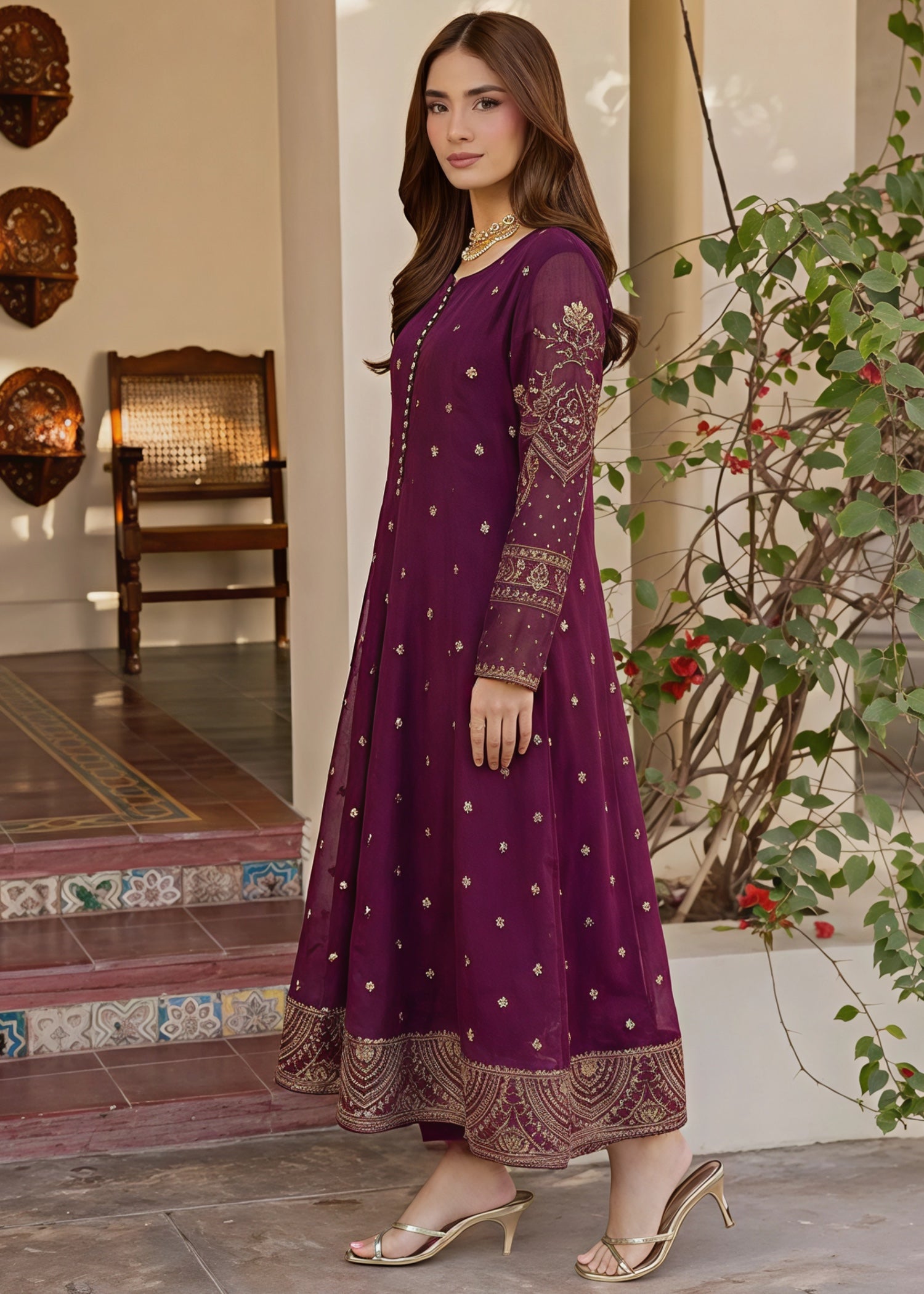 chiffon Maxi in Plum purple