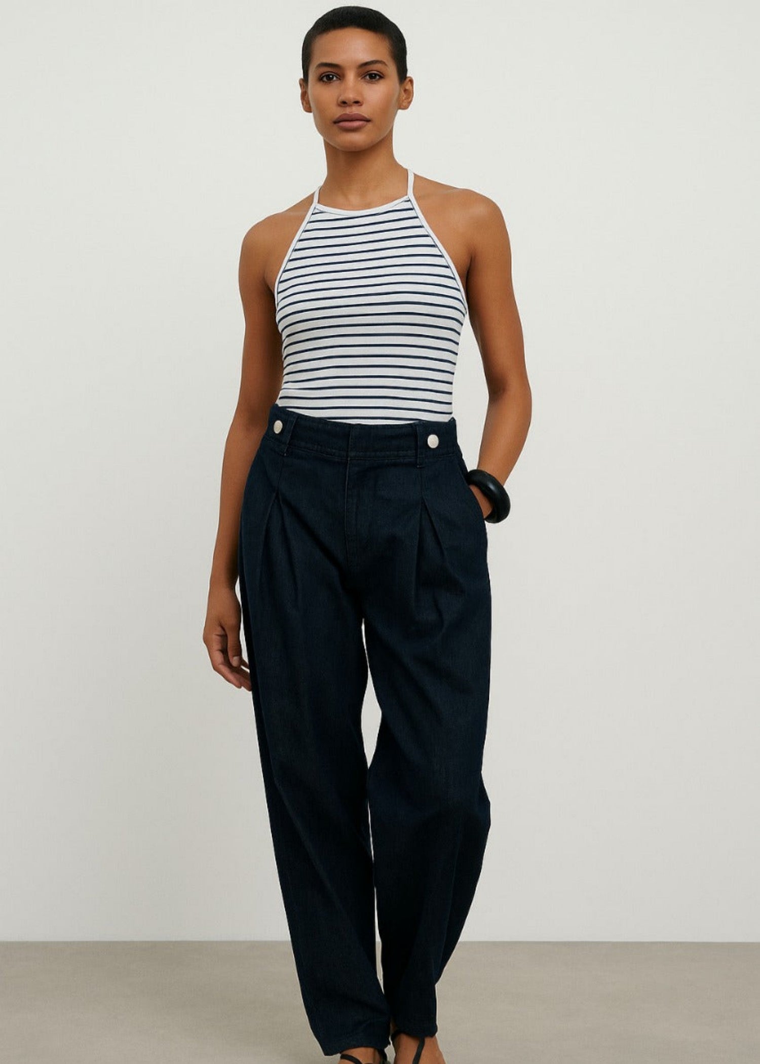 cotton jersey Tank Top in Black, white