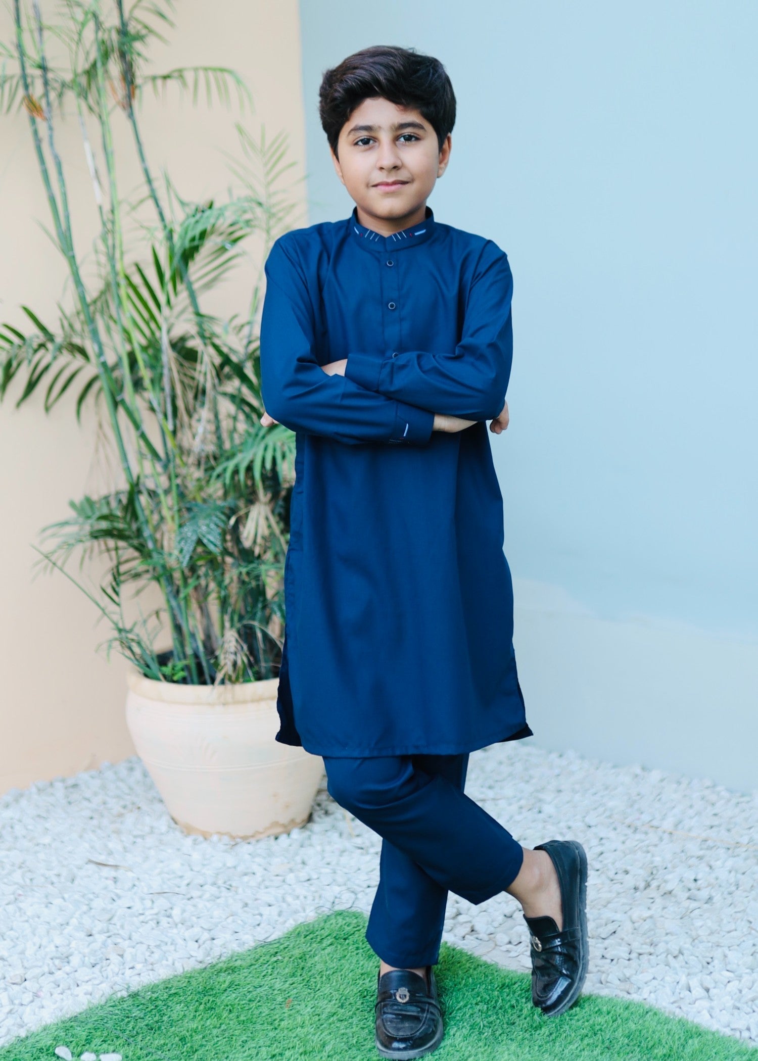 wash & wear Kurta Set in Carolina blue