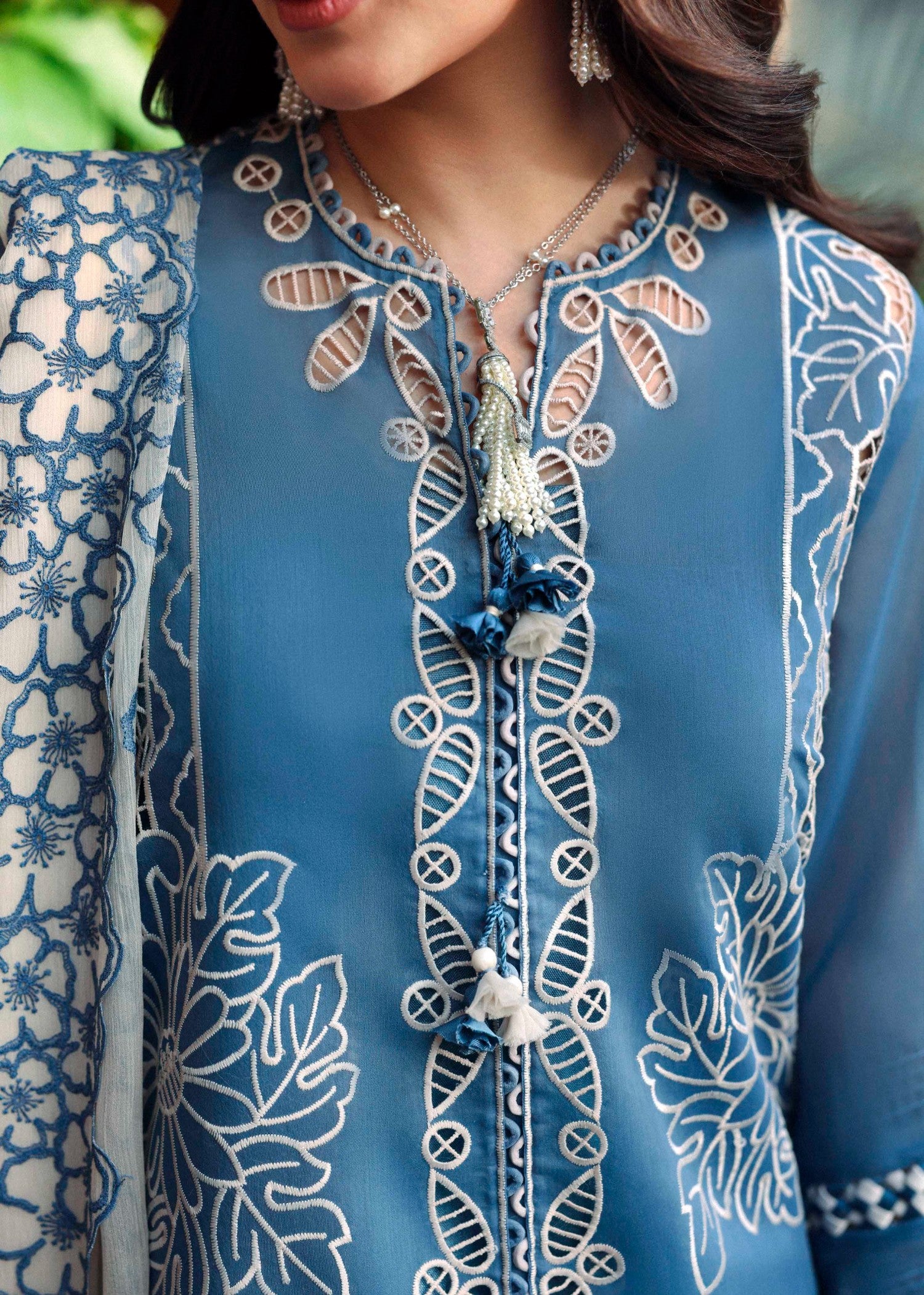 swiss voil Kurta Set in Teal