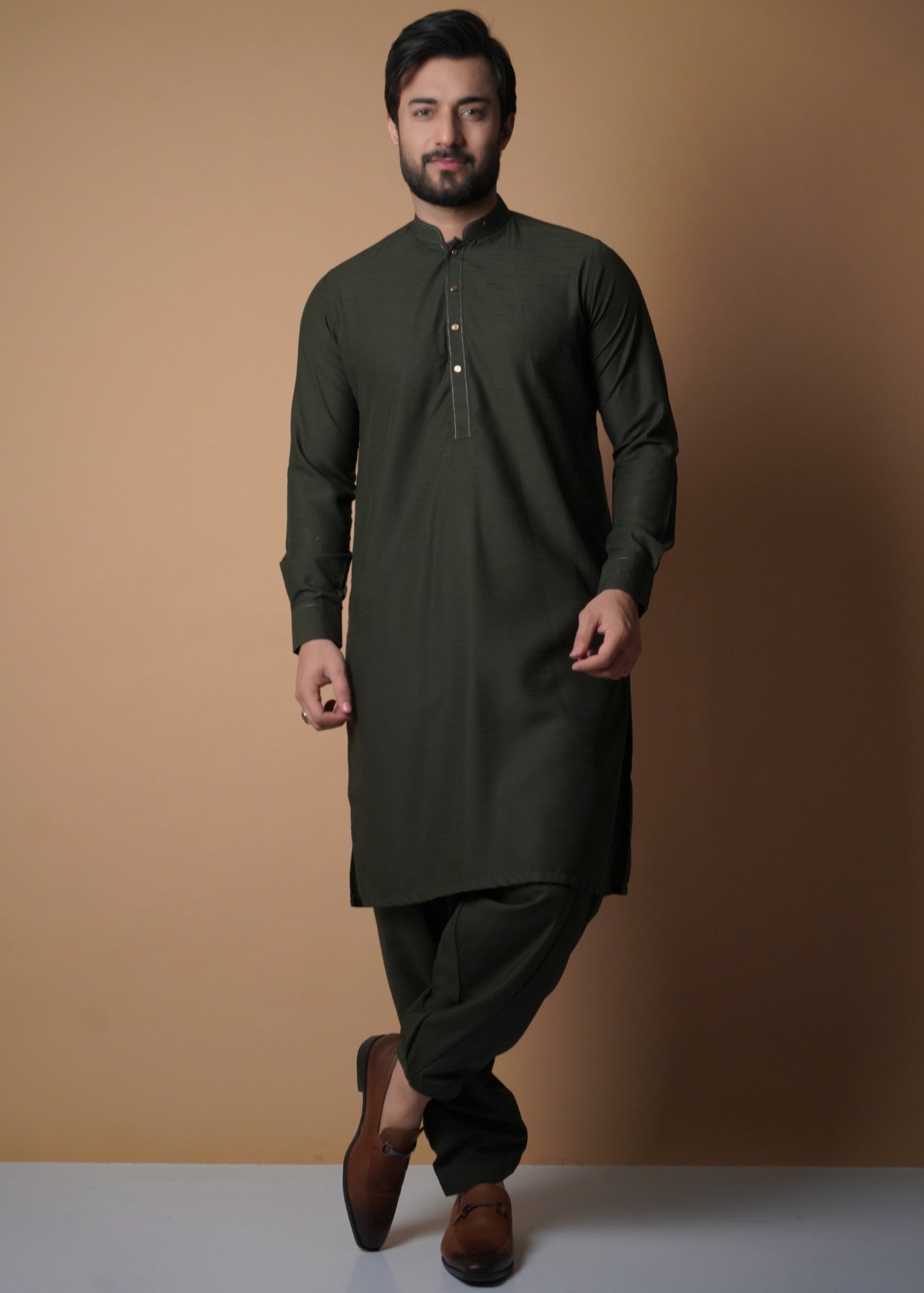 cotton viscose Shalwar Kameez in Dark green