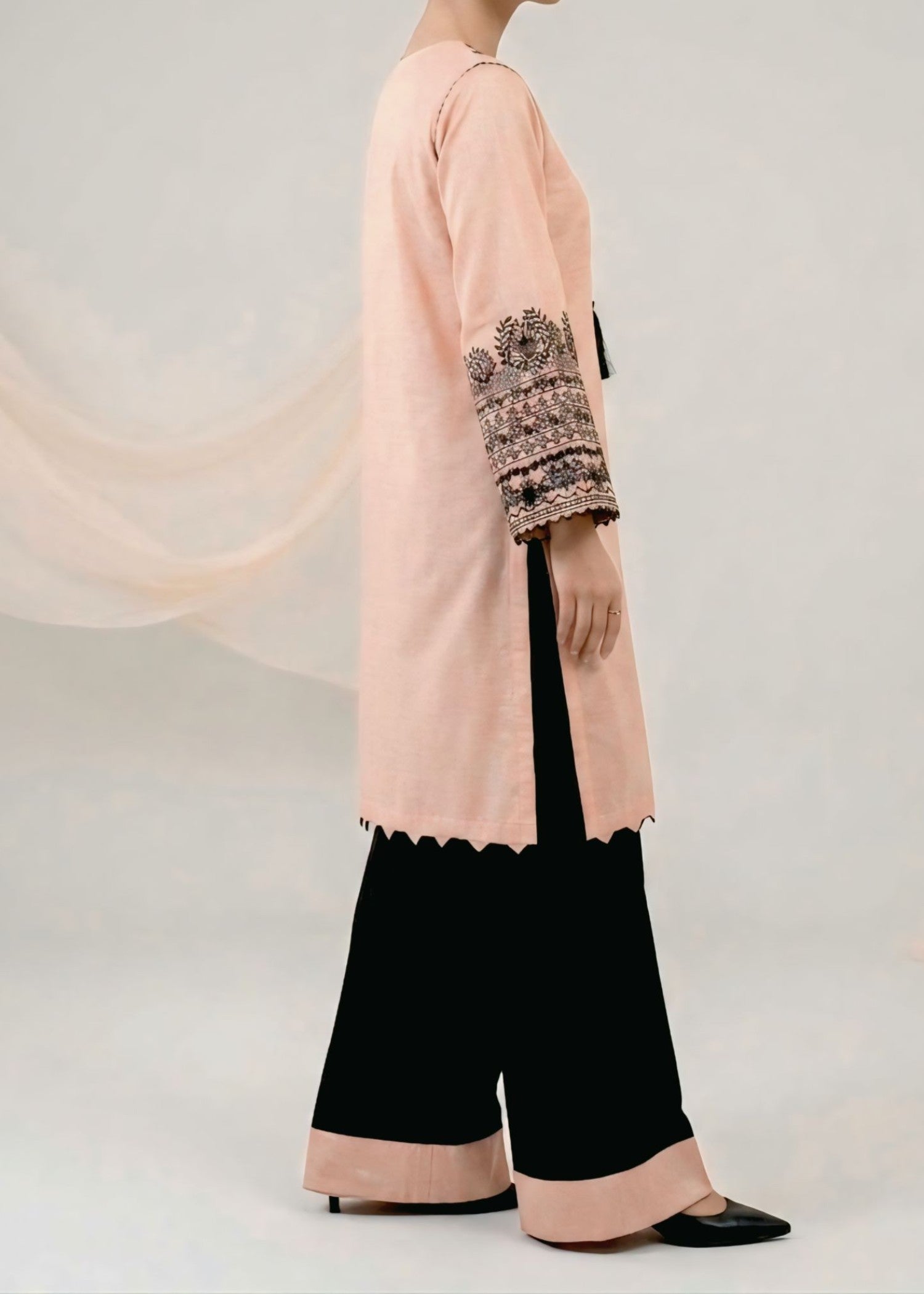 indian raw silk Kurta Set in Tea rose pink
