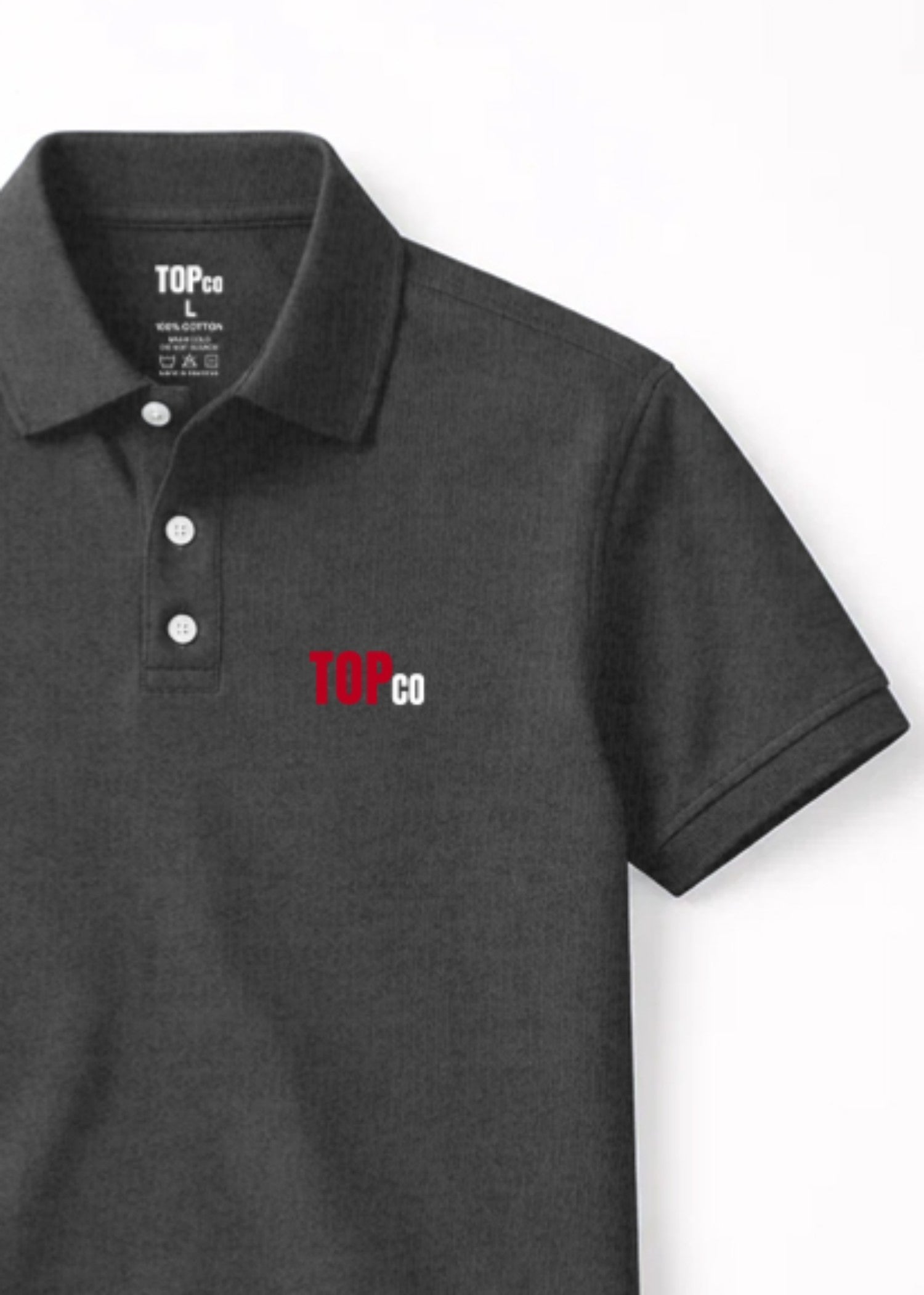 cotton Polo Shirt in Charcoal