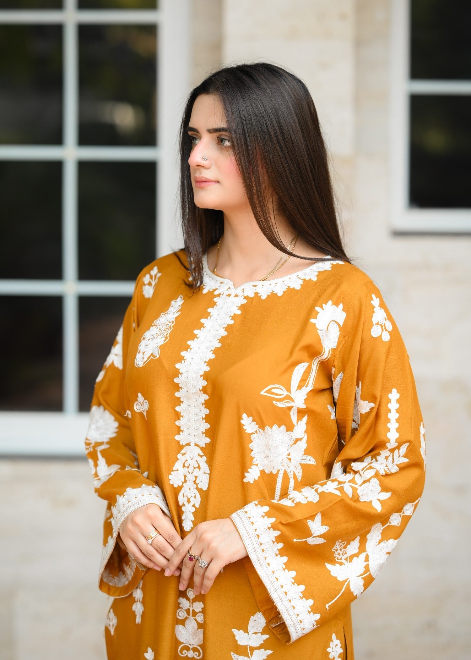 linen Kurta Set in Mustard