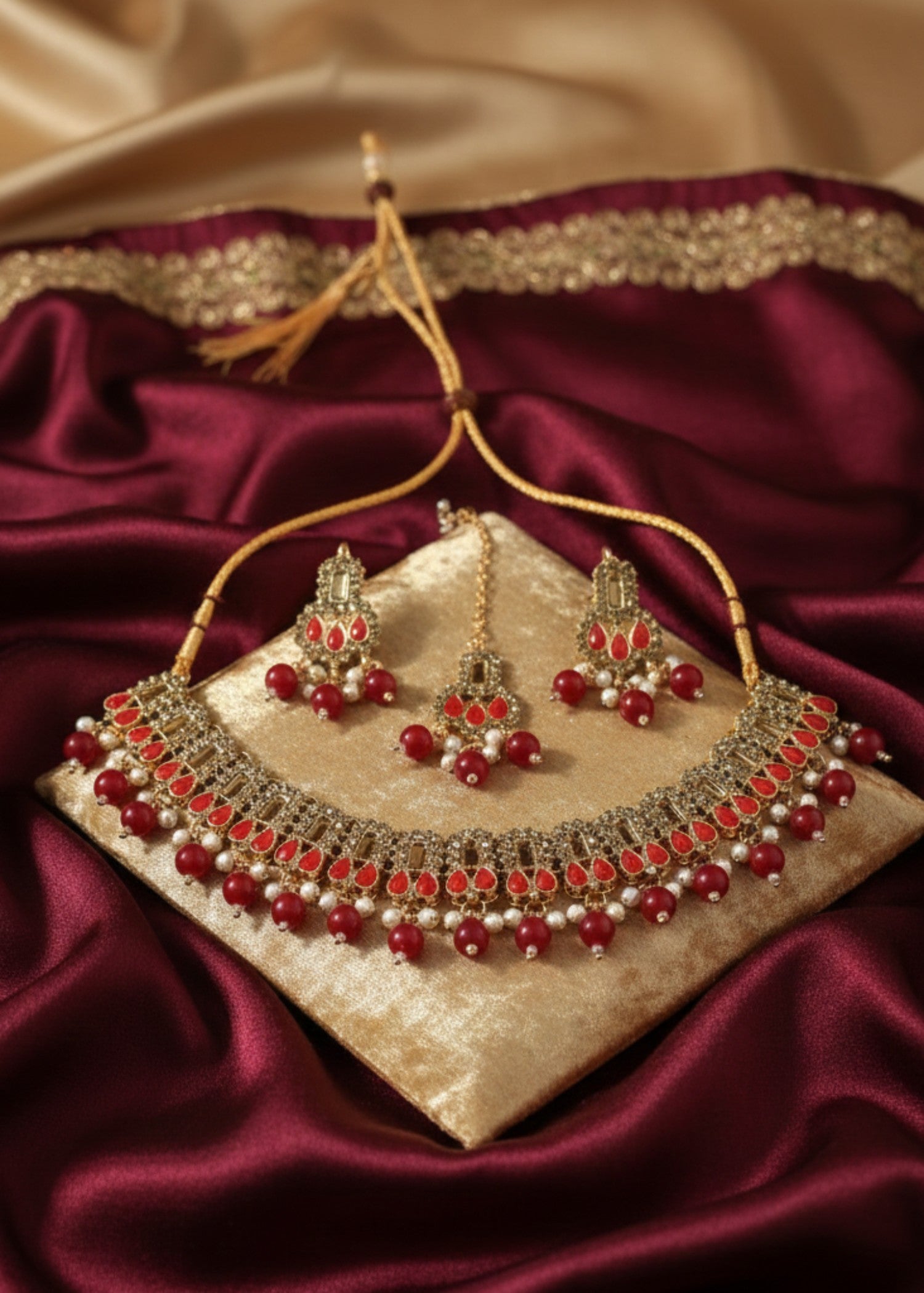 Choker in Claret Color by - Trendy Women Choker JJZ5398