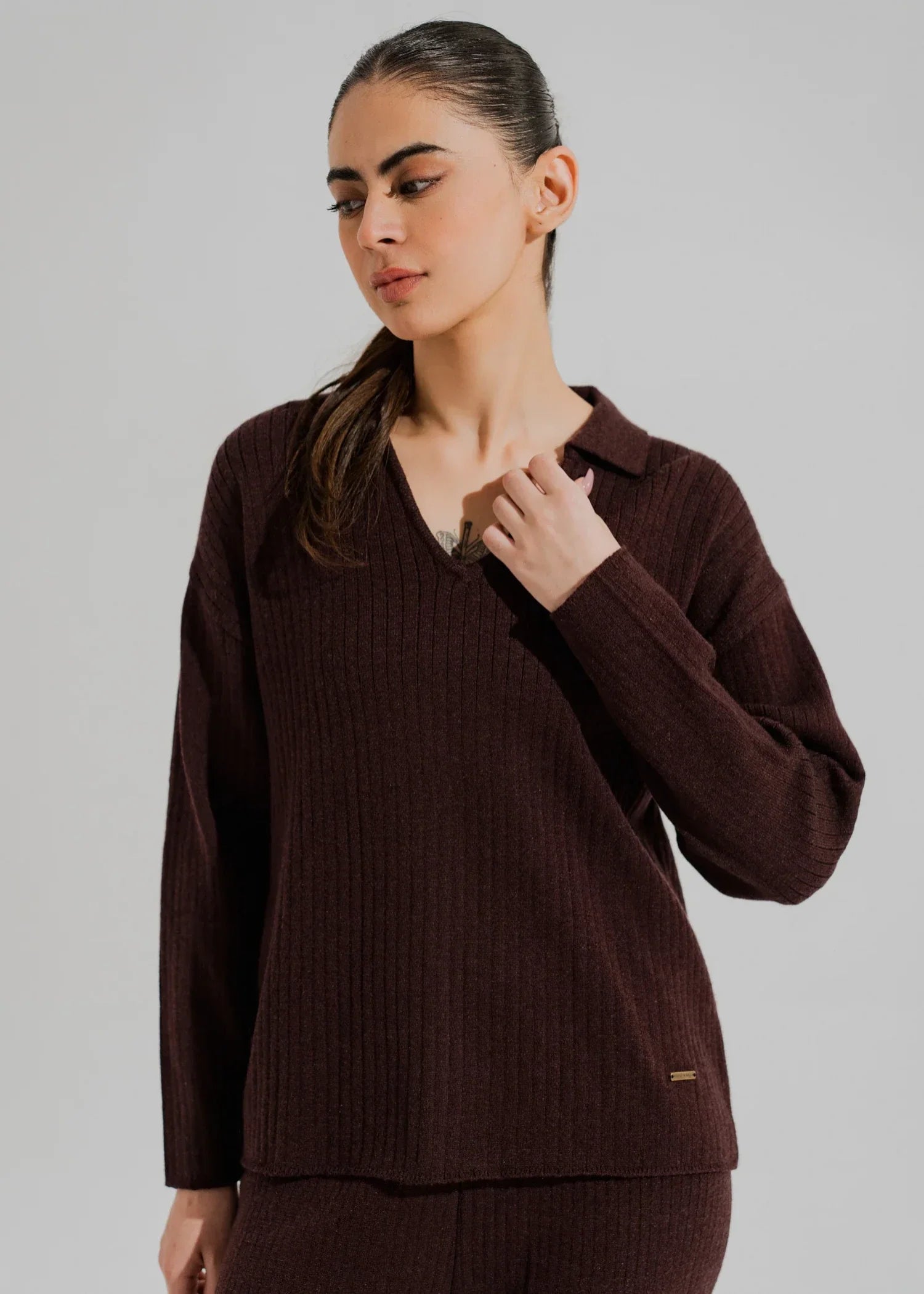 jersey knit Sweater in Brown