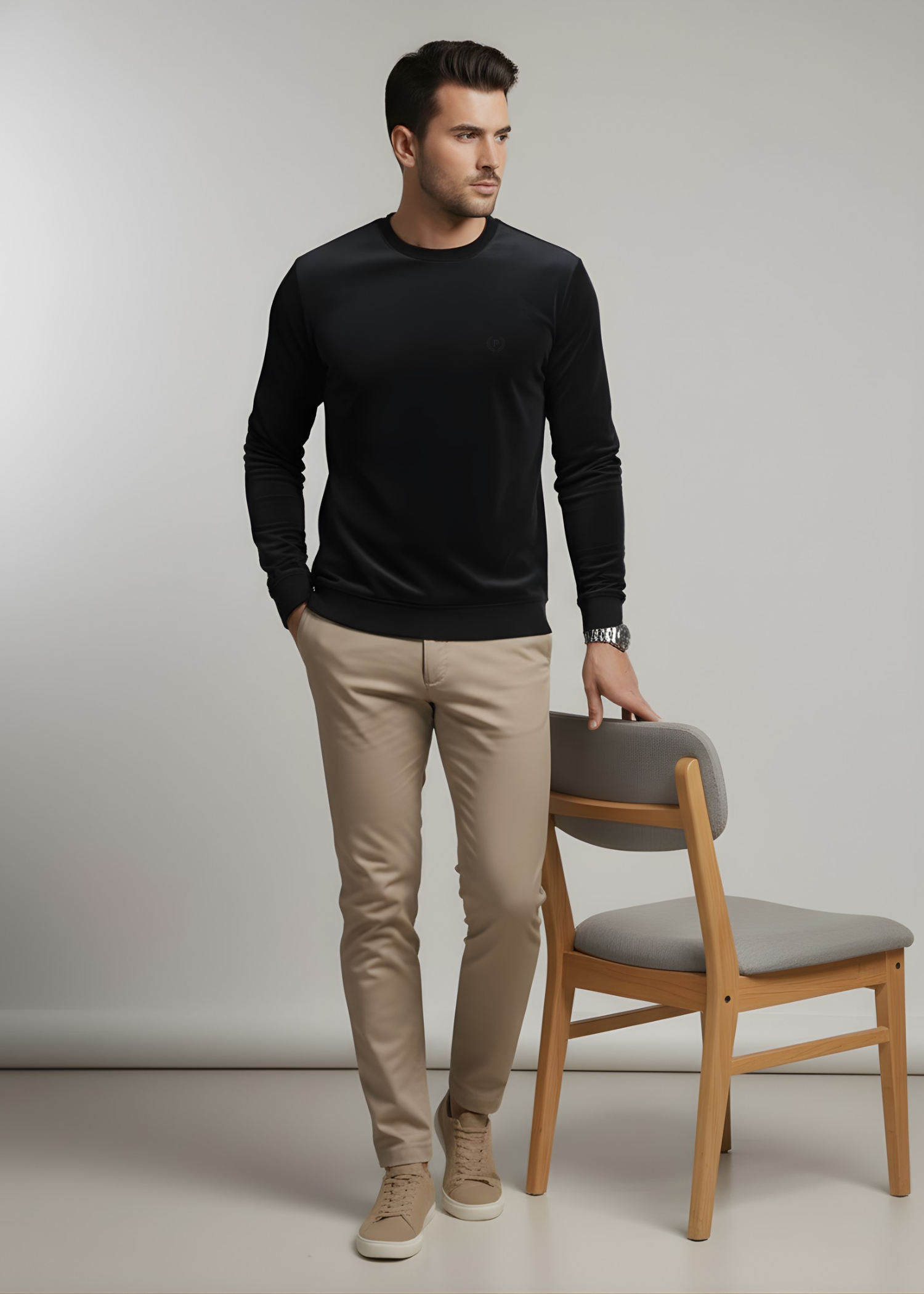pinwale corduroy Sweatshirt in Black