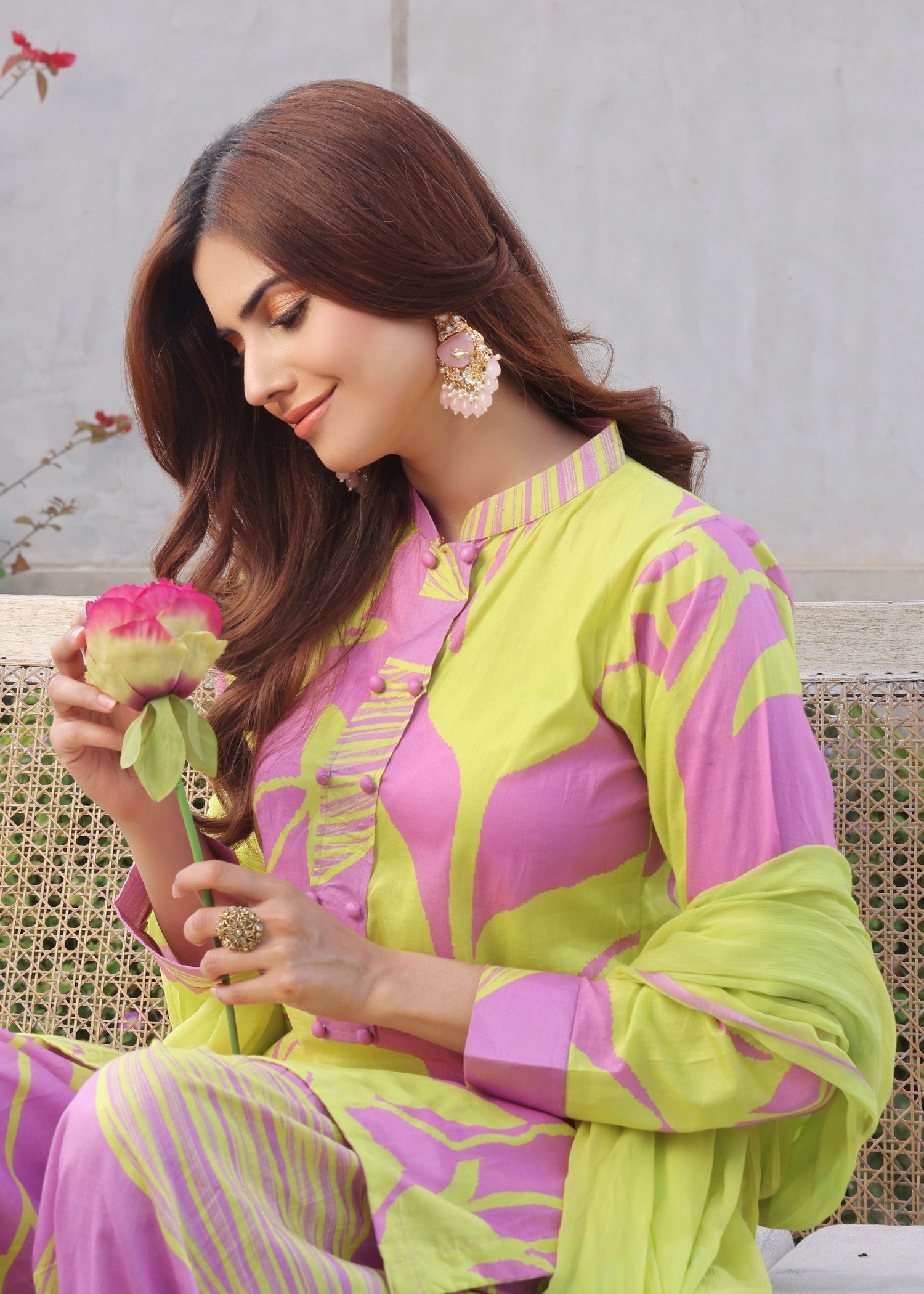 lawn Kurta Set in Pink