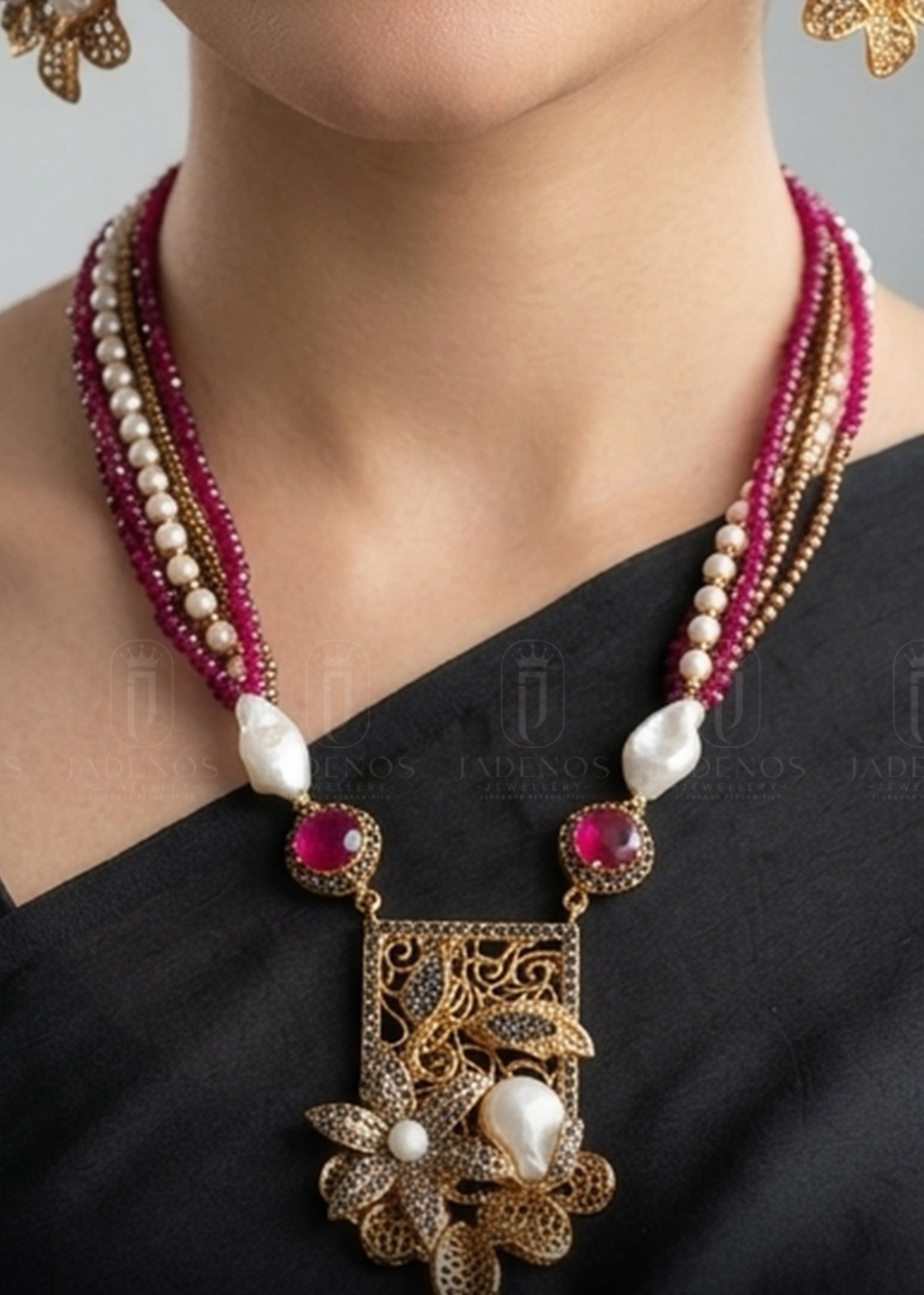 Jewelry Set in Ruby red Color by - Trendy Women Jewelry Set VLP4725