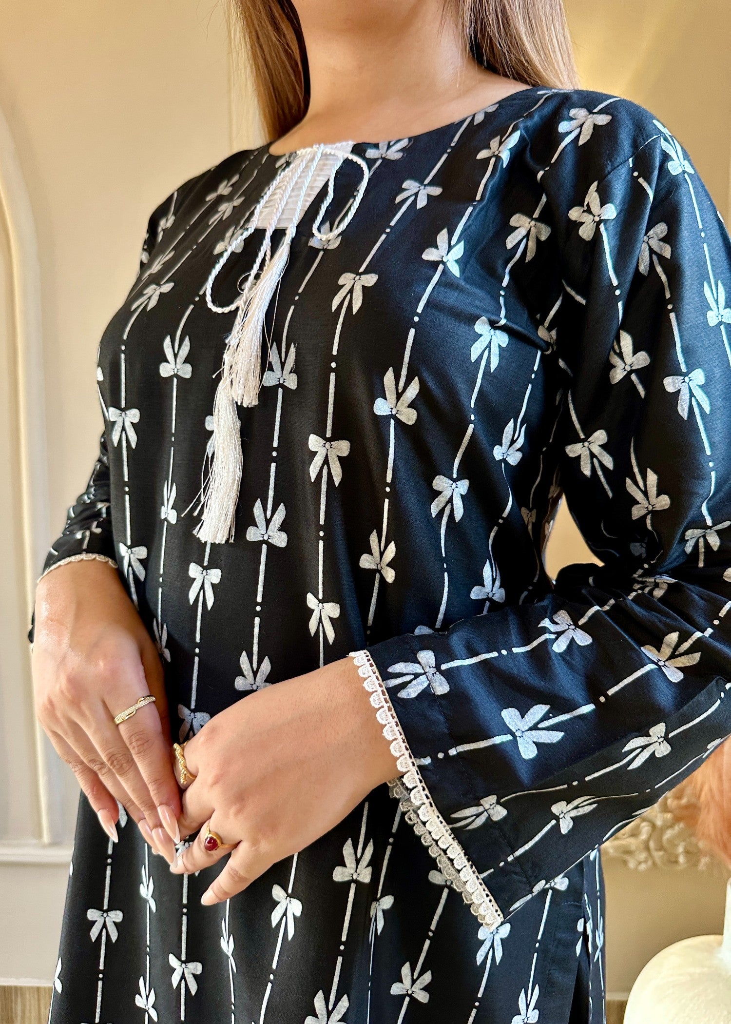 arabic lawn Co Ord Sets in Black