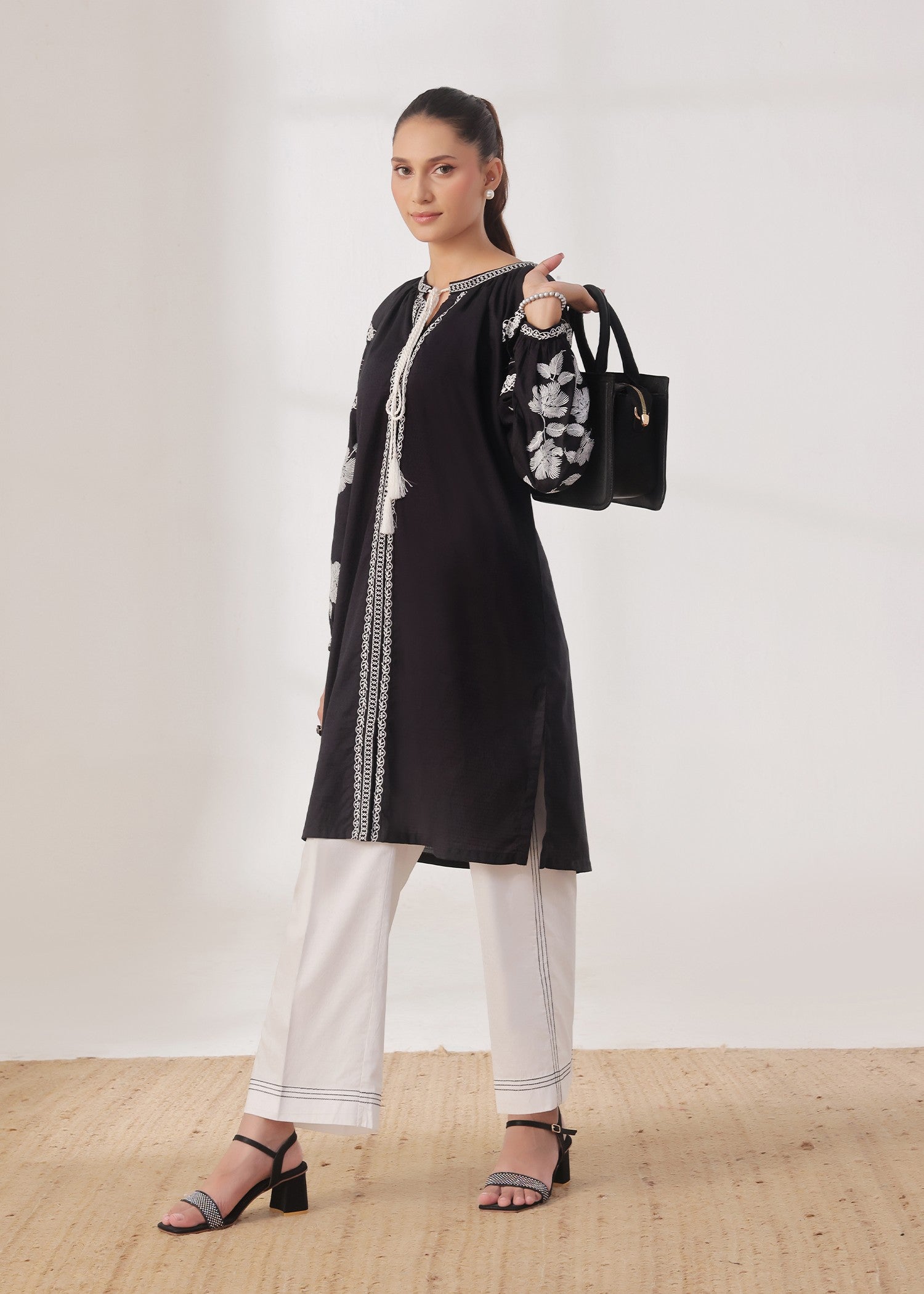 self jacquard Co Ord Sets in Black