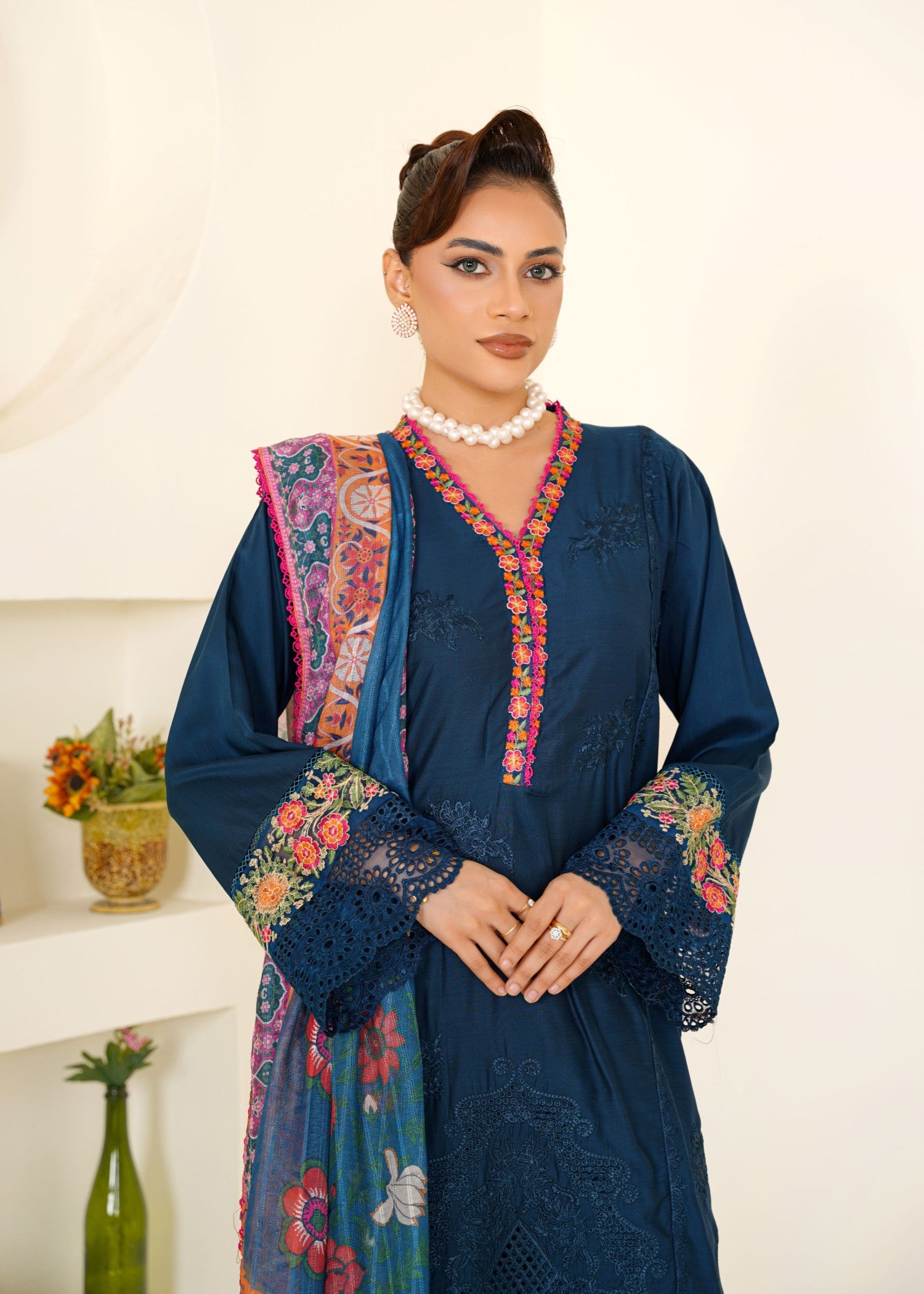 viscose Kurta Set in Midnight blue