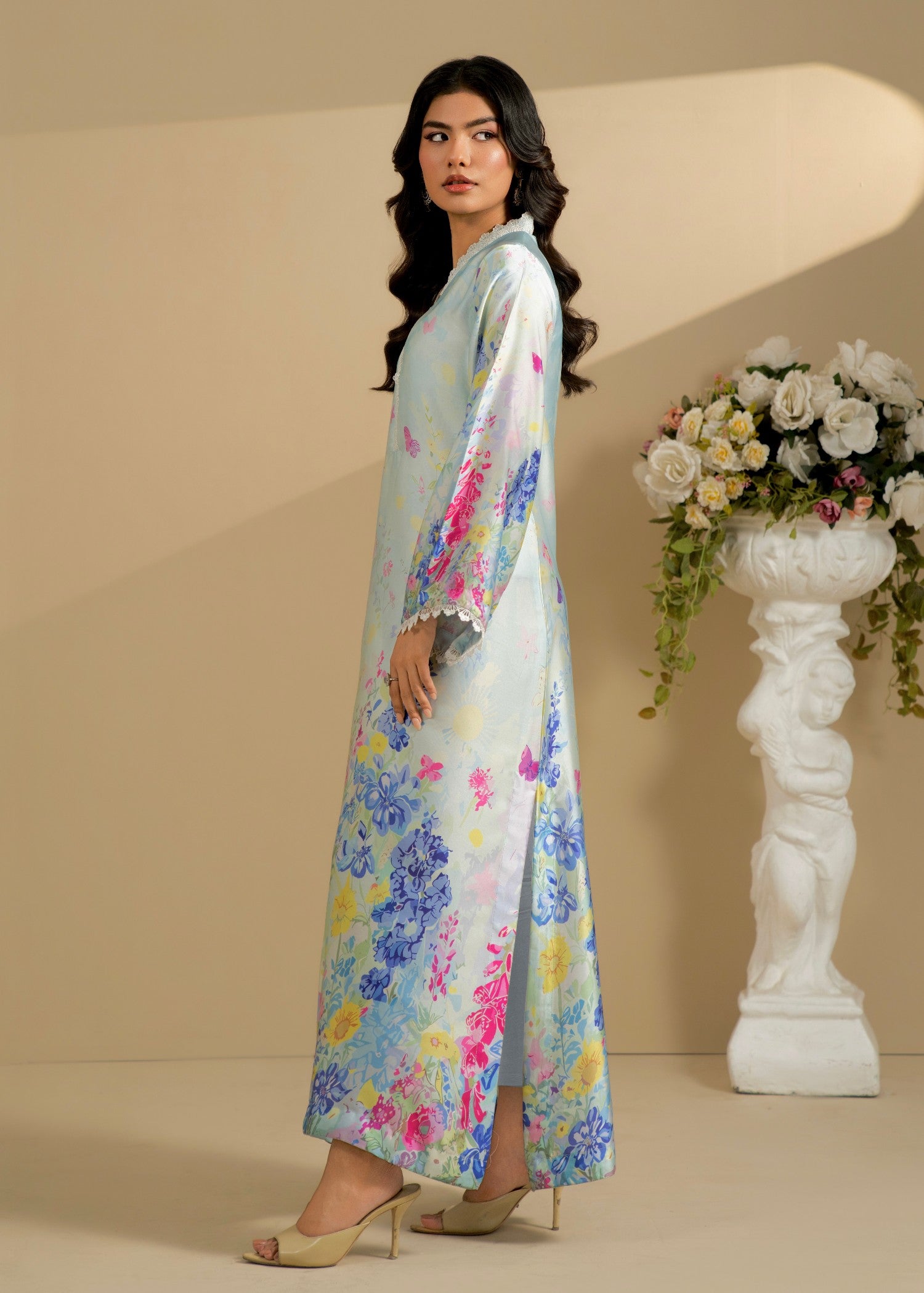 silk Kurta Set in Ice blue