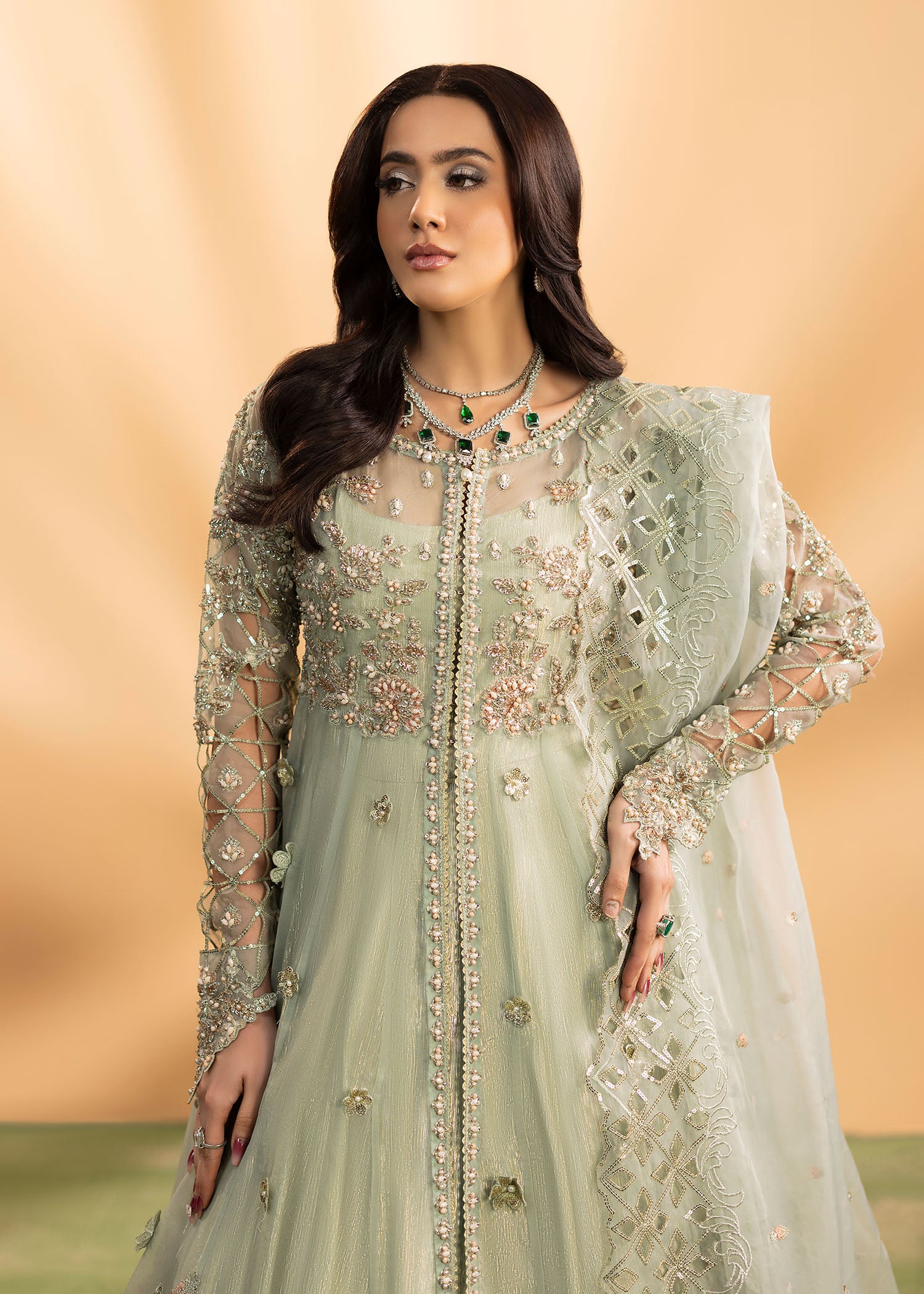 organza Maxi in Pistachio green