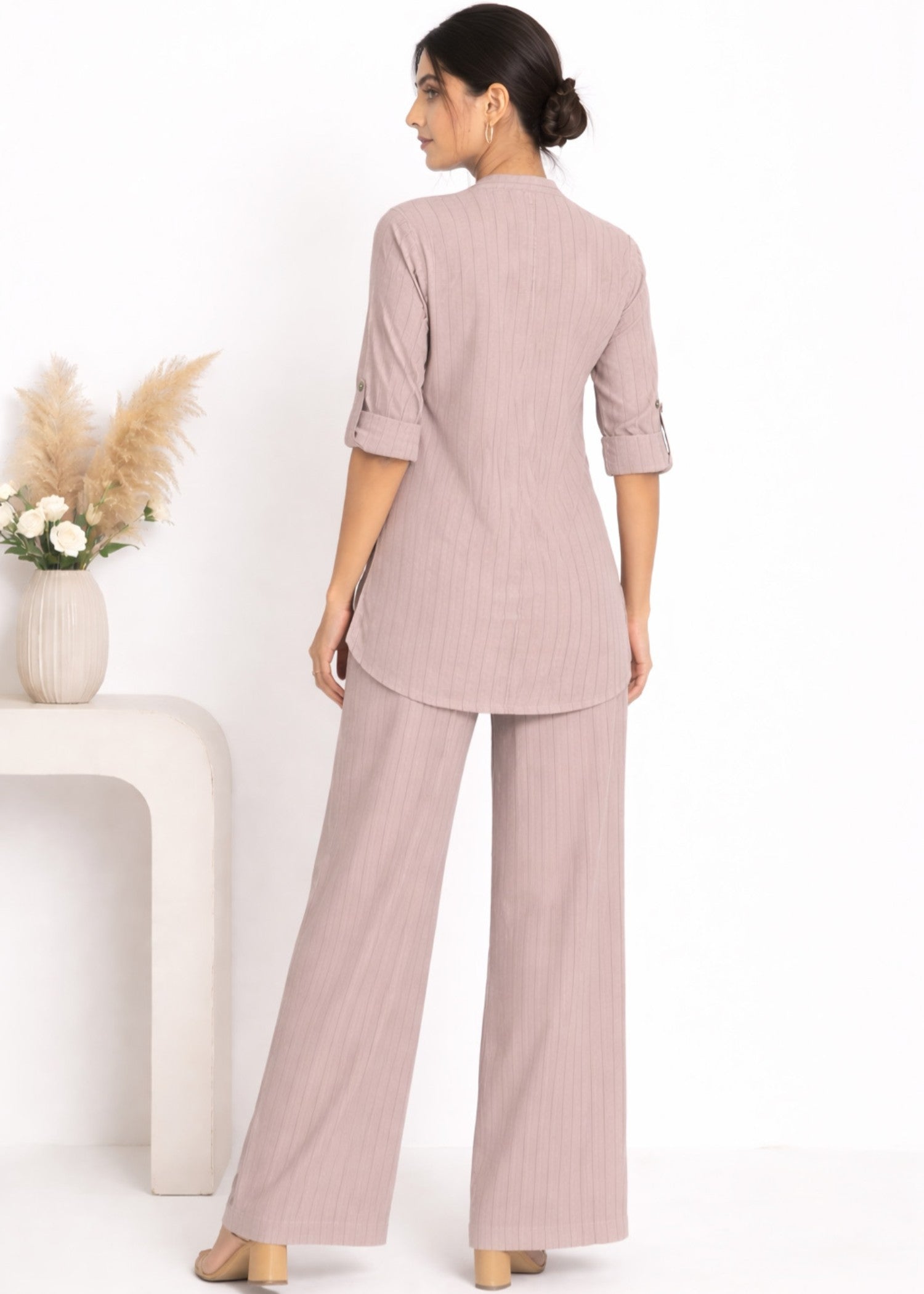 georgette Co Ord Sets in Mauve pink