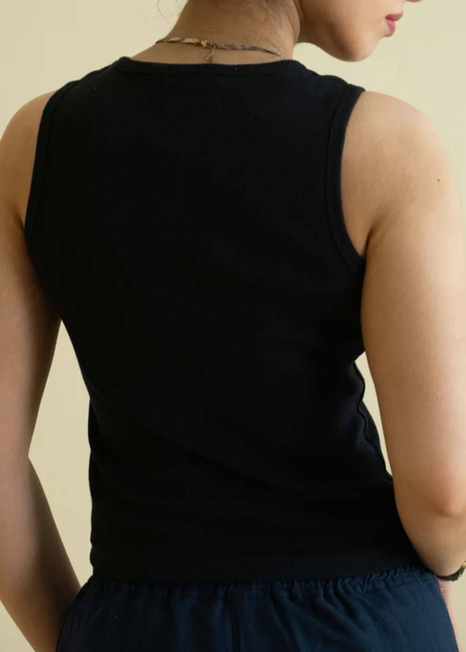 cotton Tank Top in Jet black