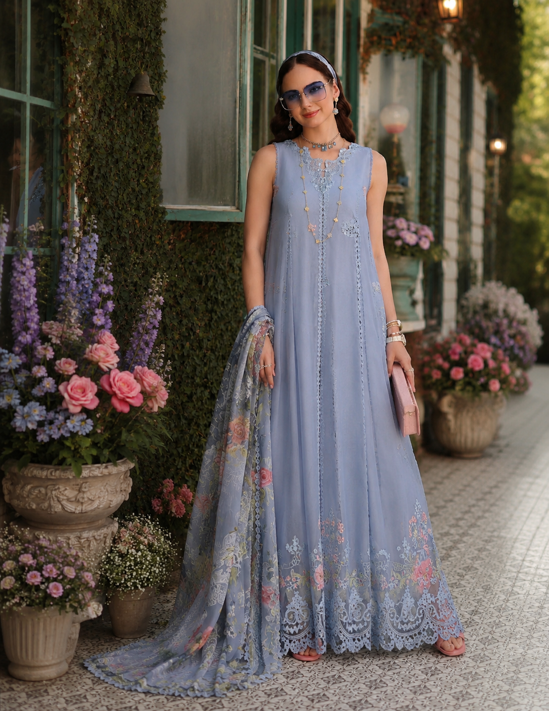 Noor Eid Printskhas Lawn – D1 – Frozen Mist