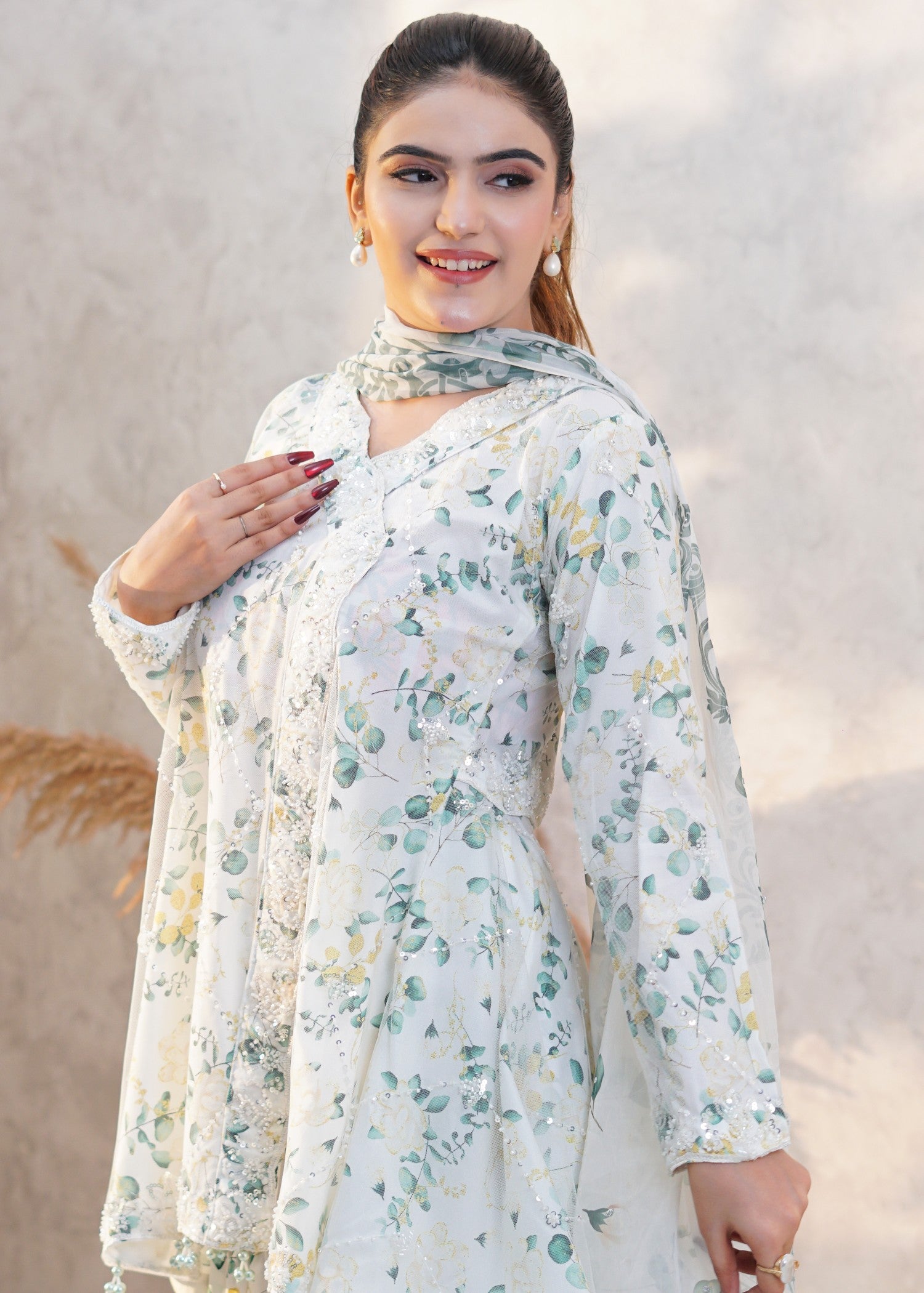 net Angrakha in Mint green