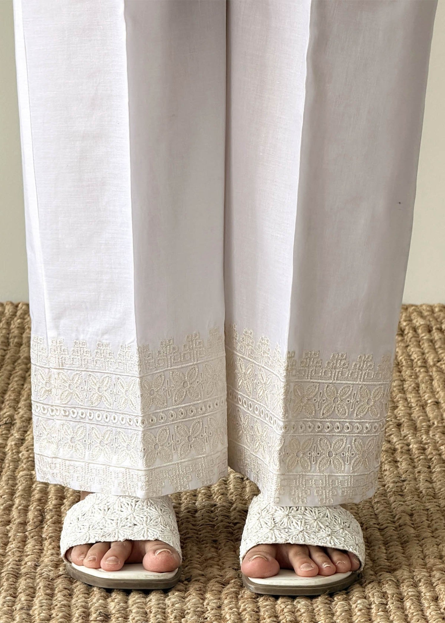 cambric cotton Trousers in White