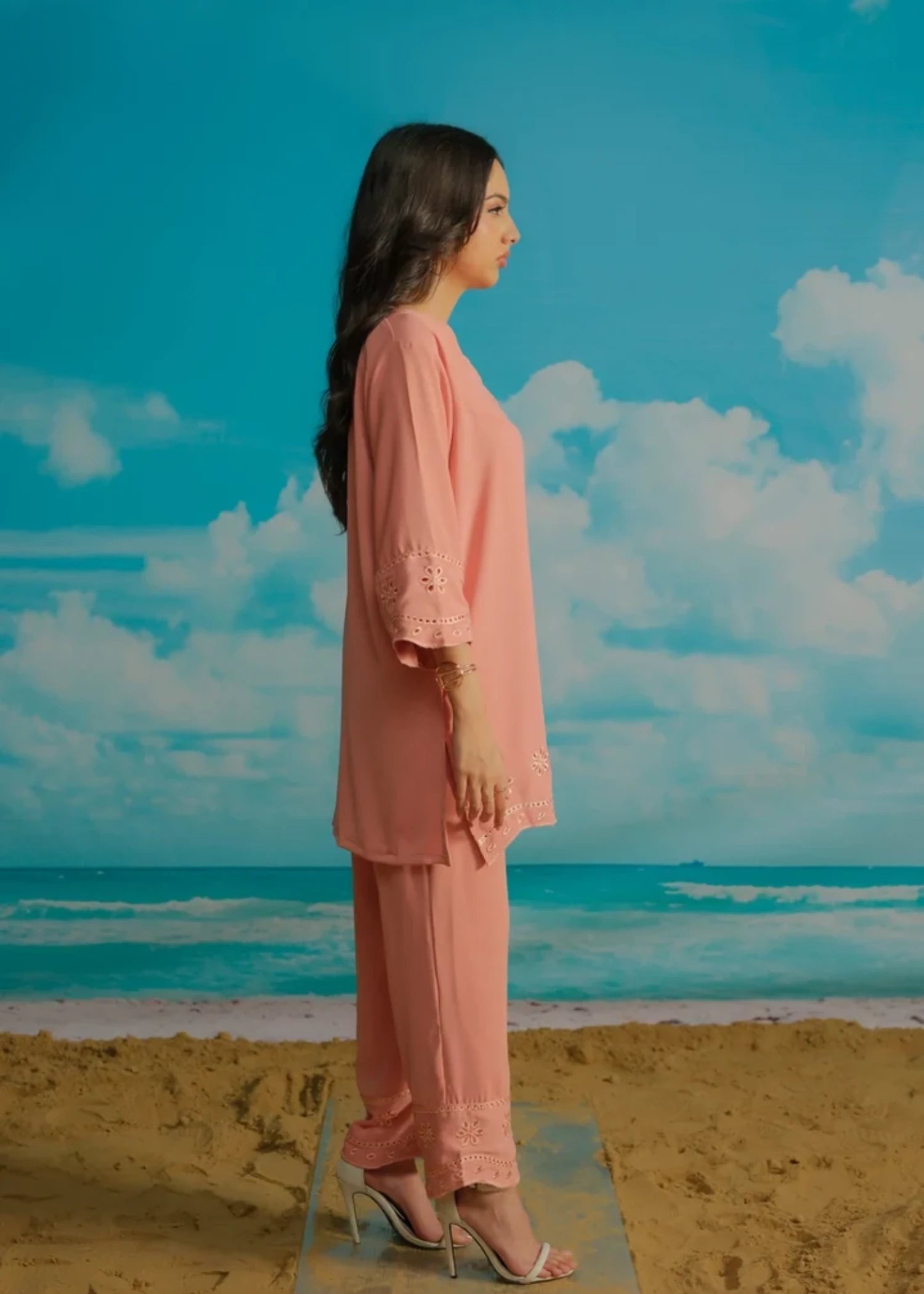 cambric Co Ord Sets in Peach orange