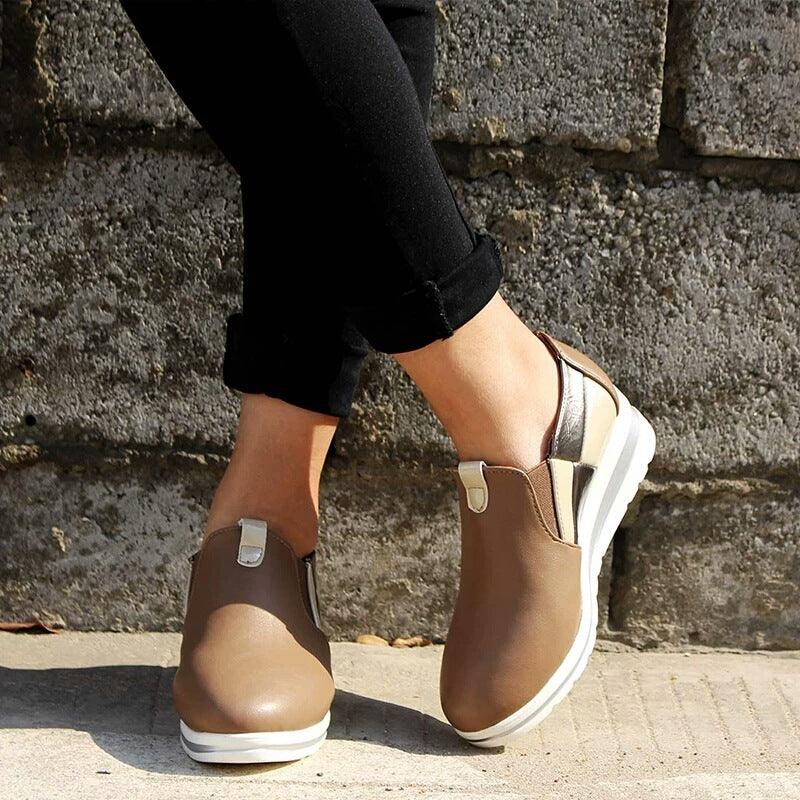 Plus Size 2020 Spring And Summer New Single Shoes Women'S Wedge Heel Color Matching Platform Loafers Sports Women'S Shoes