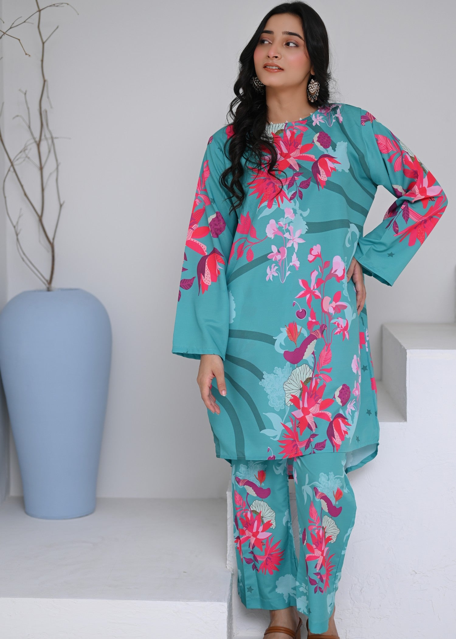 swiss lawn Co Ord Sets in Aquamarine