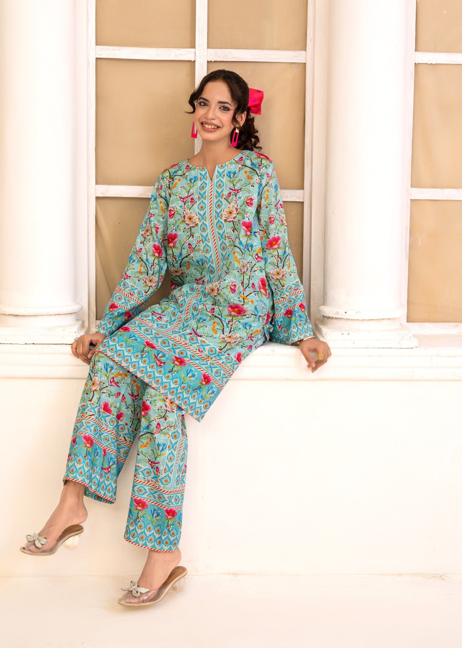swiss lawn Co Ord Sets in Sky blue