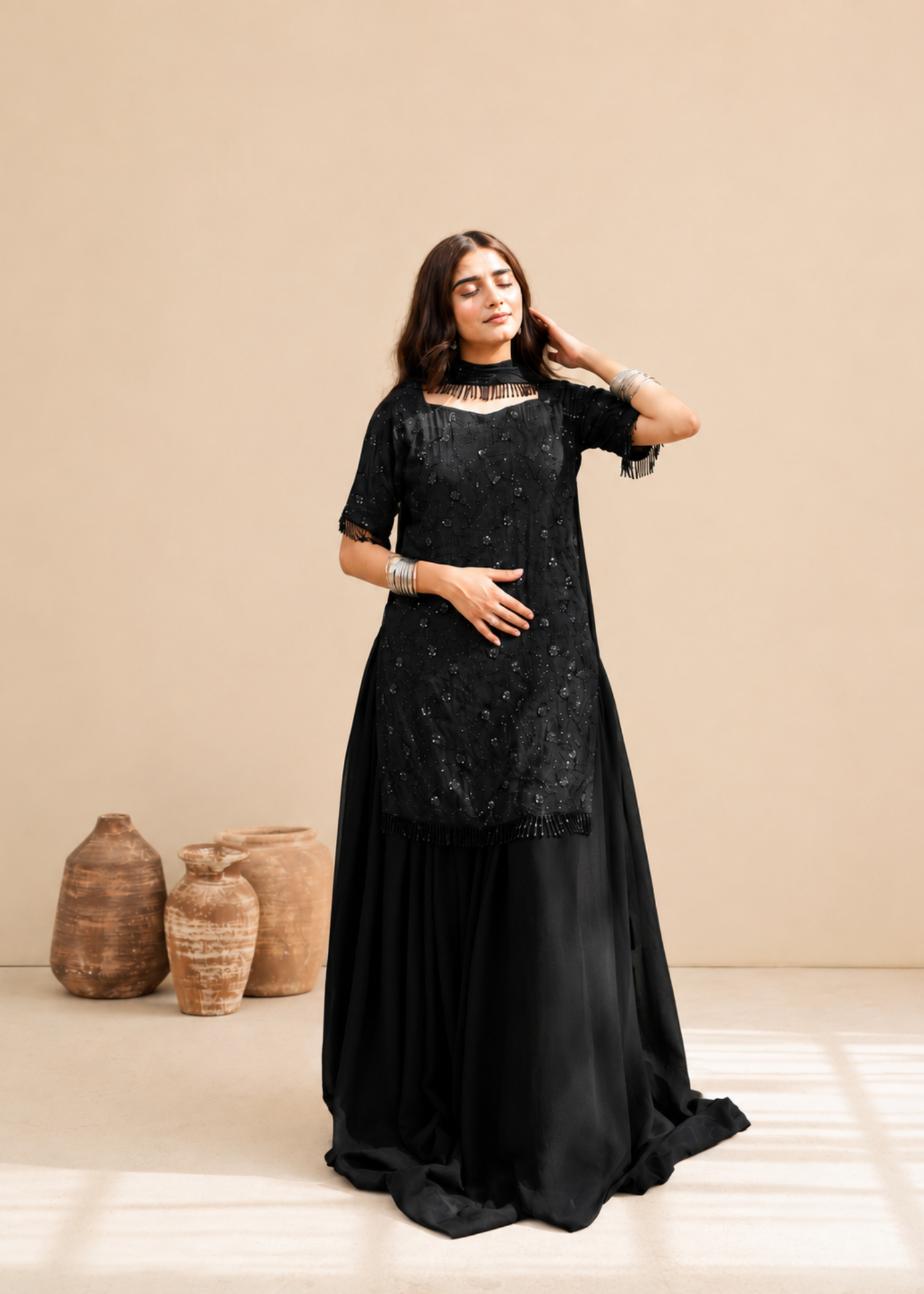 chiffon Sharara in Black