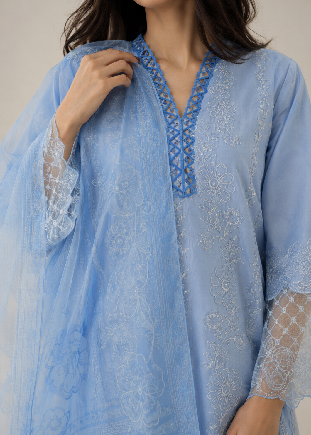 cotton Kurta Set in Sky blue, powder blue, ice blue