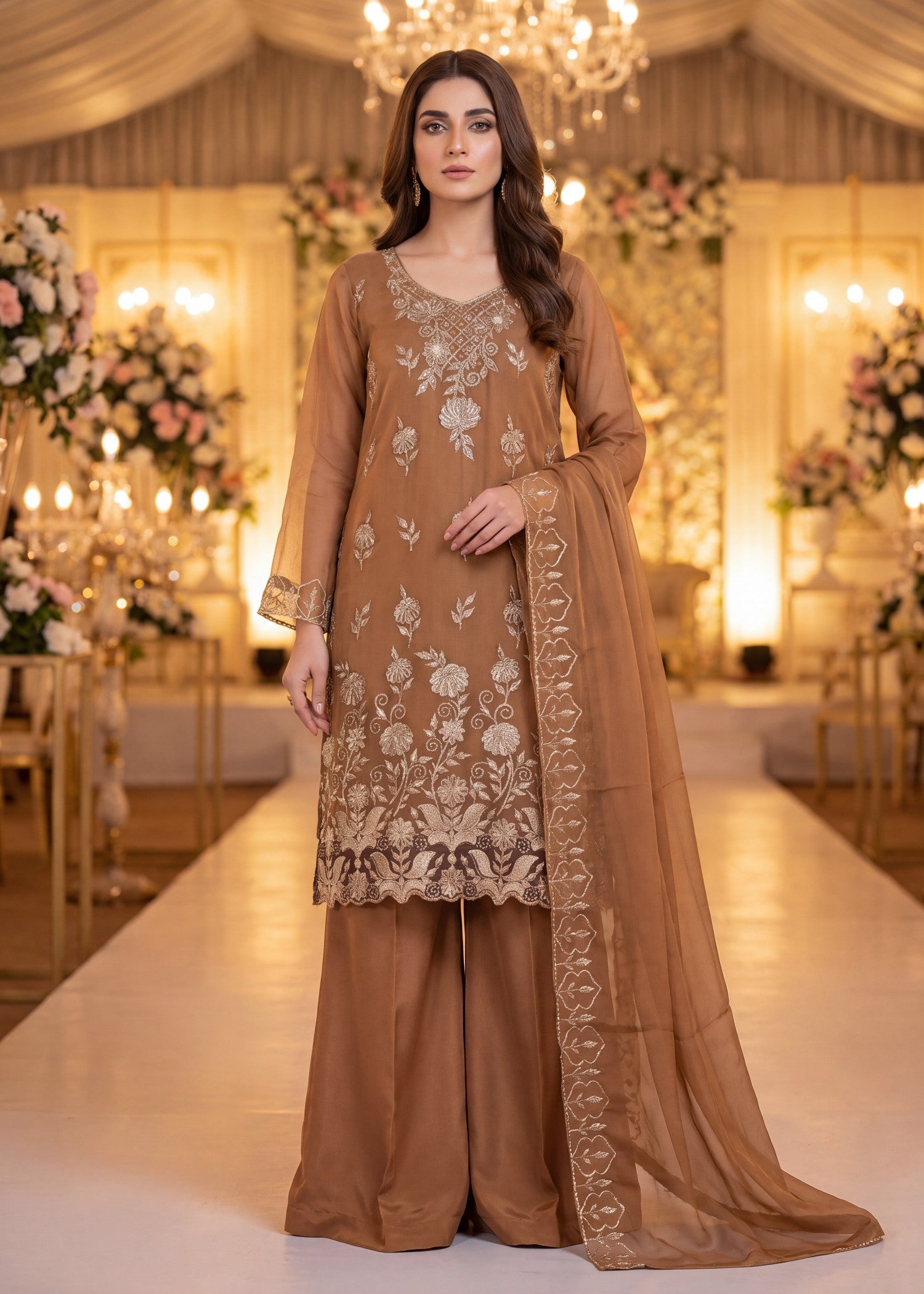 chiffon Unstitched in Brown