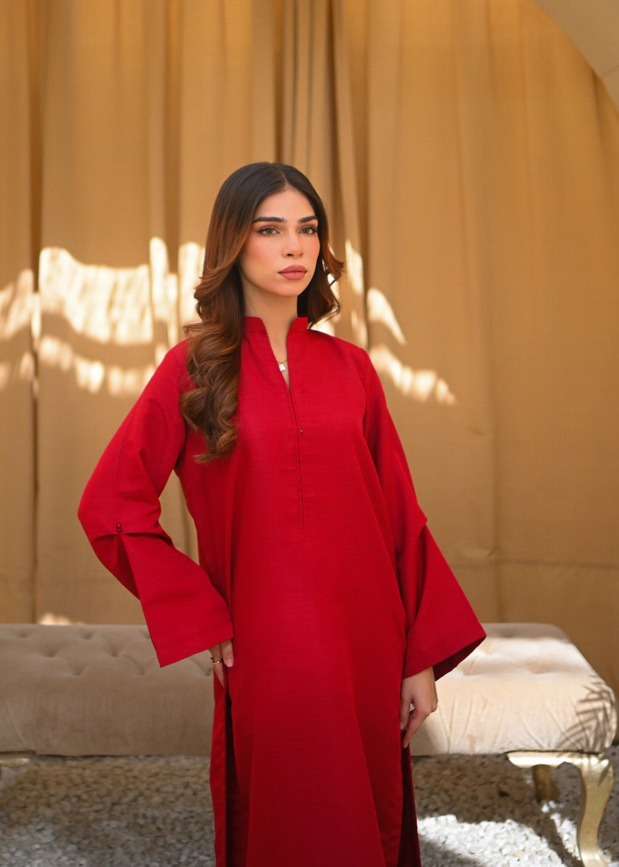 raw silk Co Ord Sets in Red