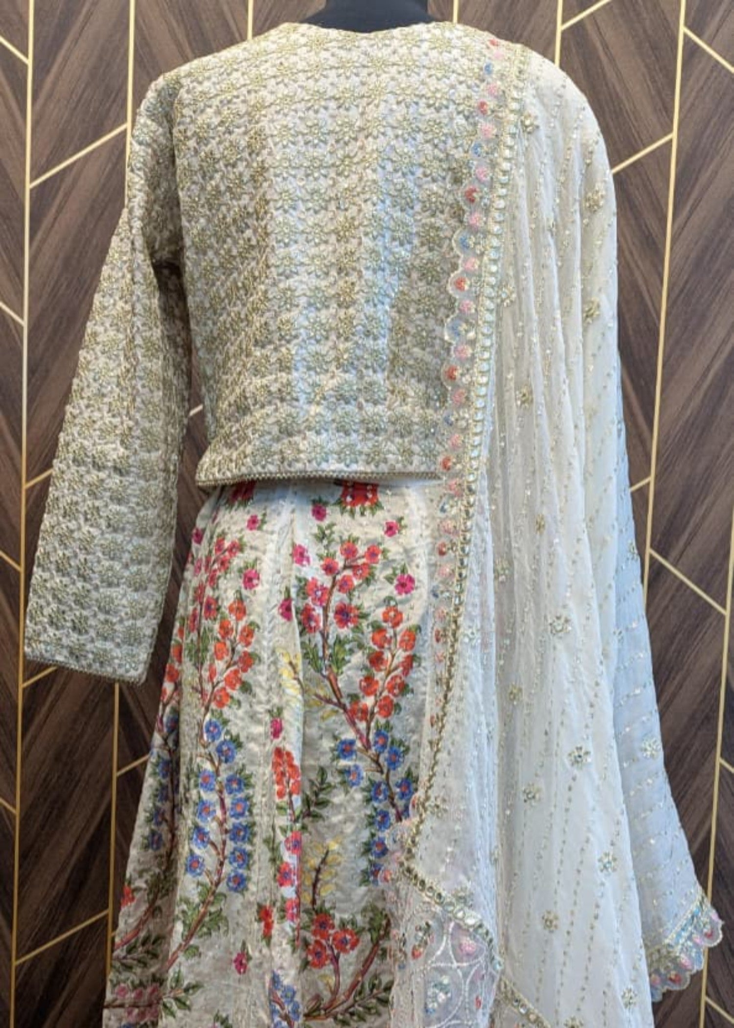 raw silk Lehenga in Off-white