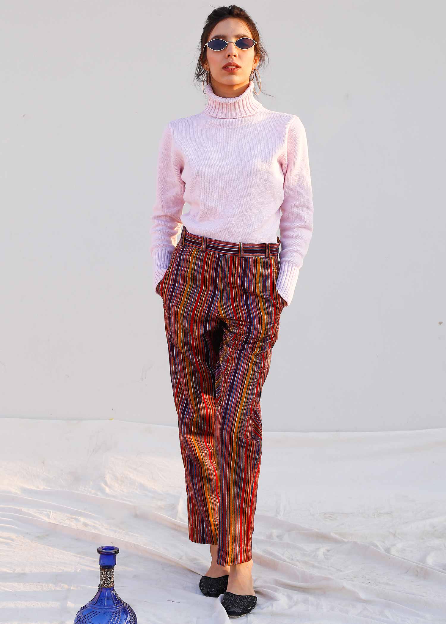 yarn dyed jacquard Pants in Multi