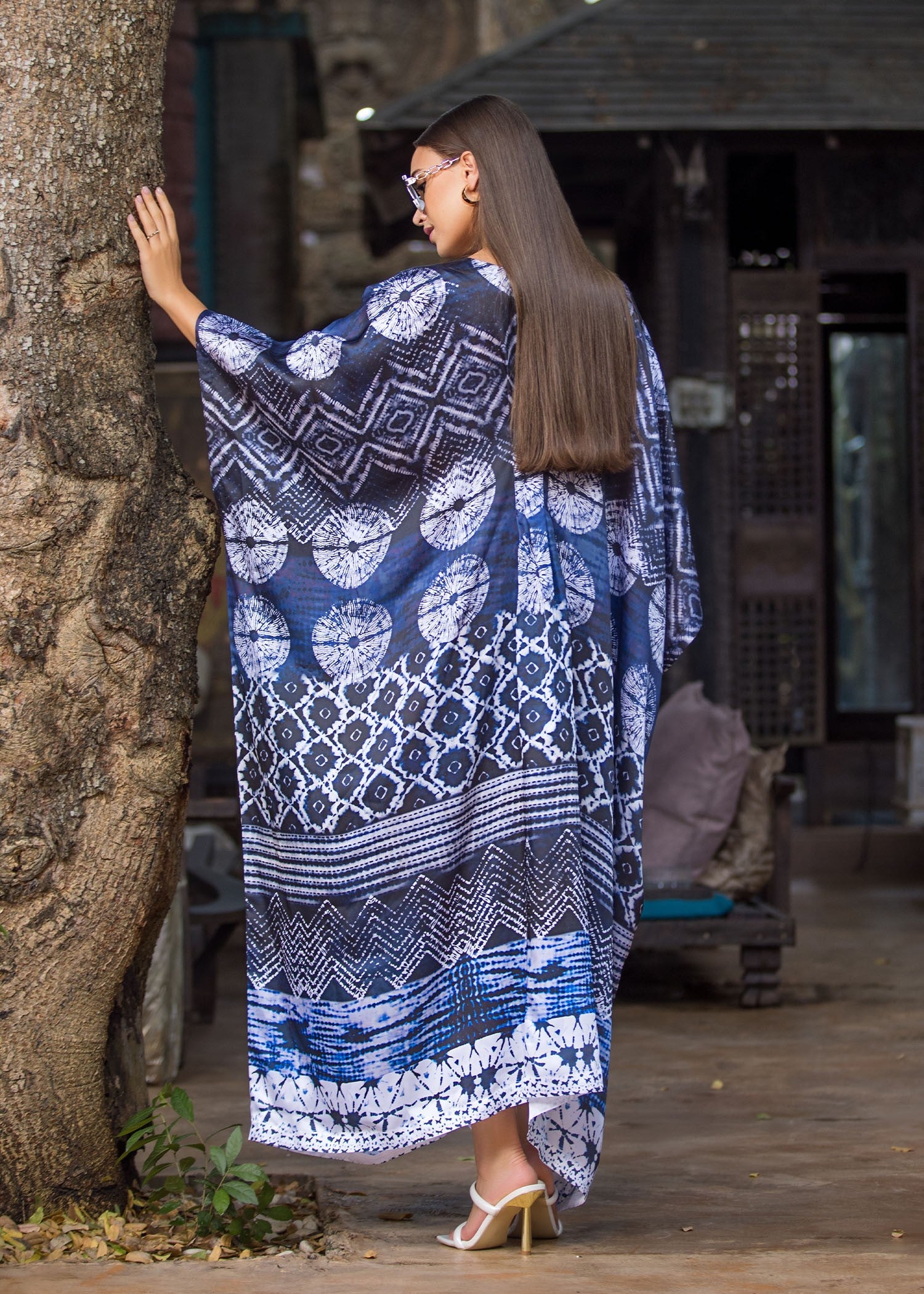 silk Kaftan in Blue