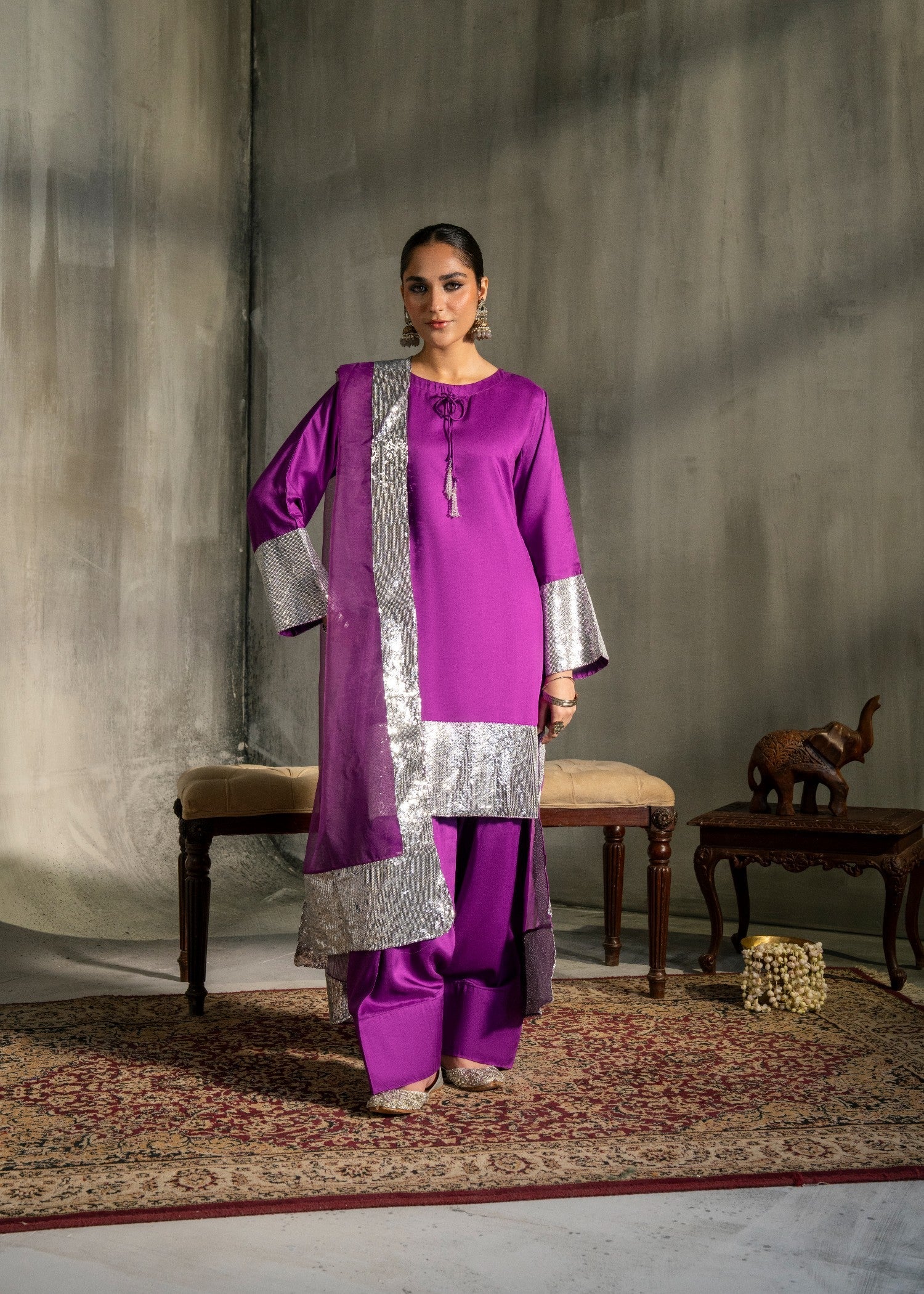 viscose Kurta Set in Magenta
