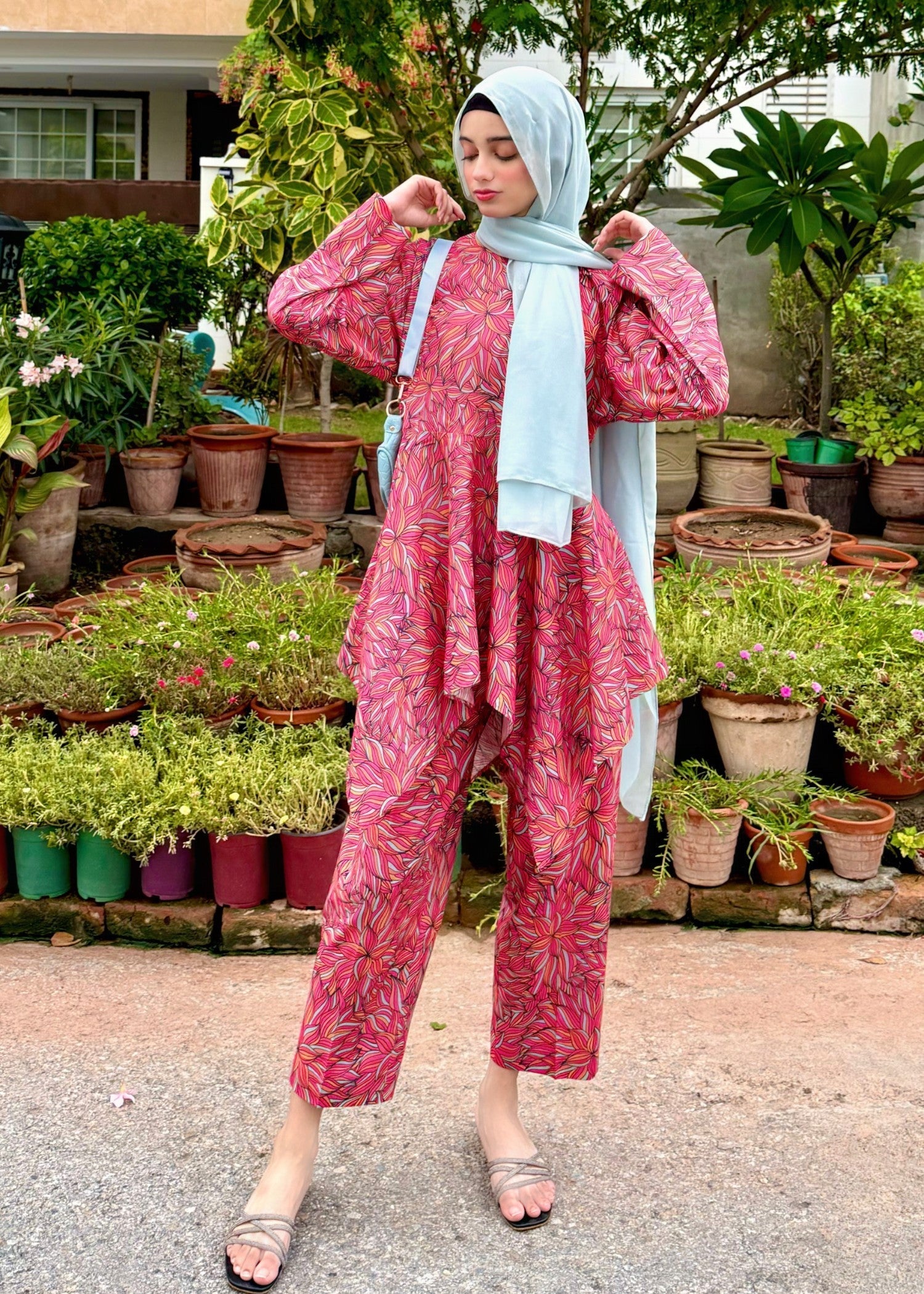 cotton Co Ord Sets in Dark coral