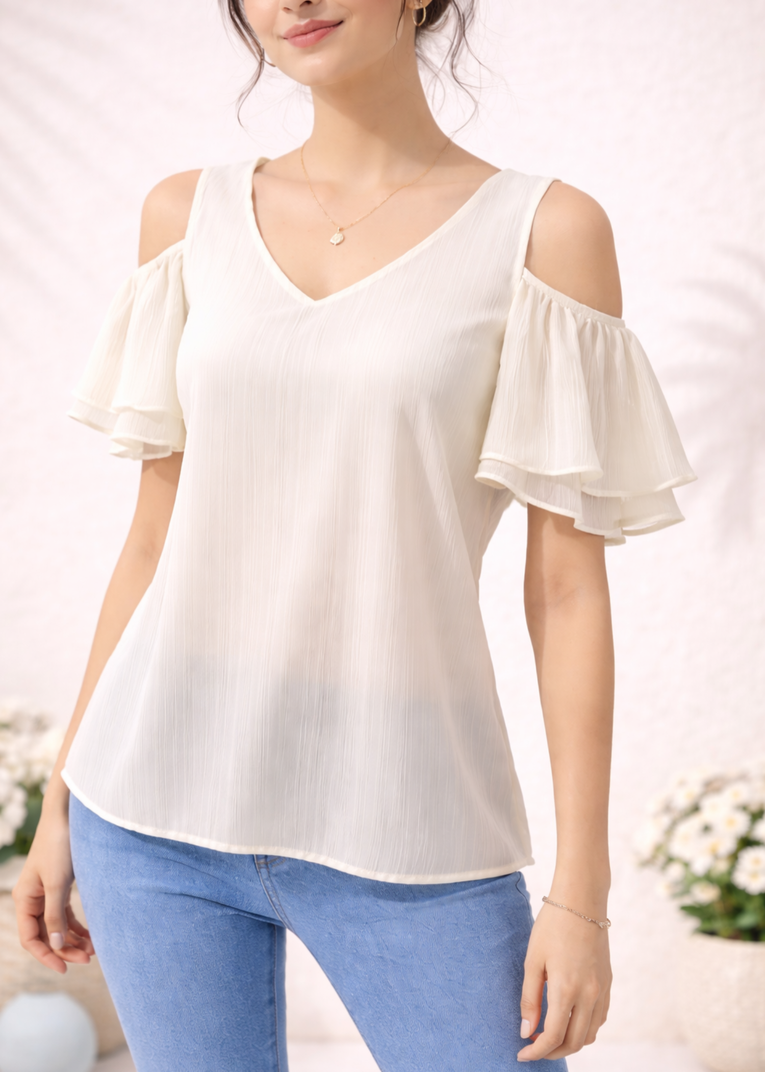 chiffon Tunic in Off-white