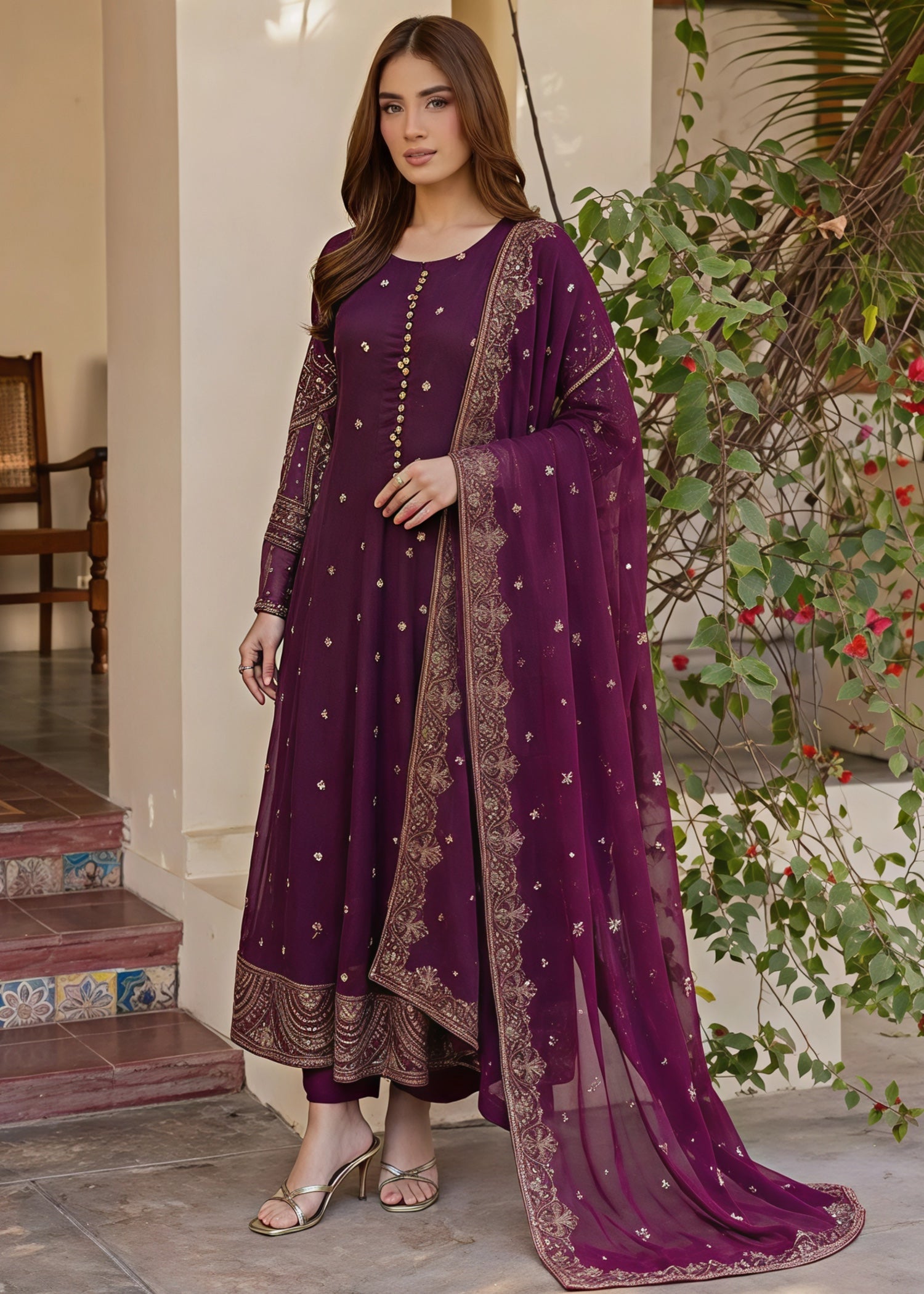 chiffon Maxi in Plum purple