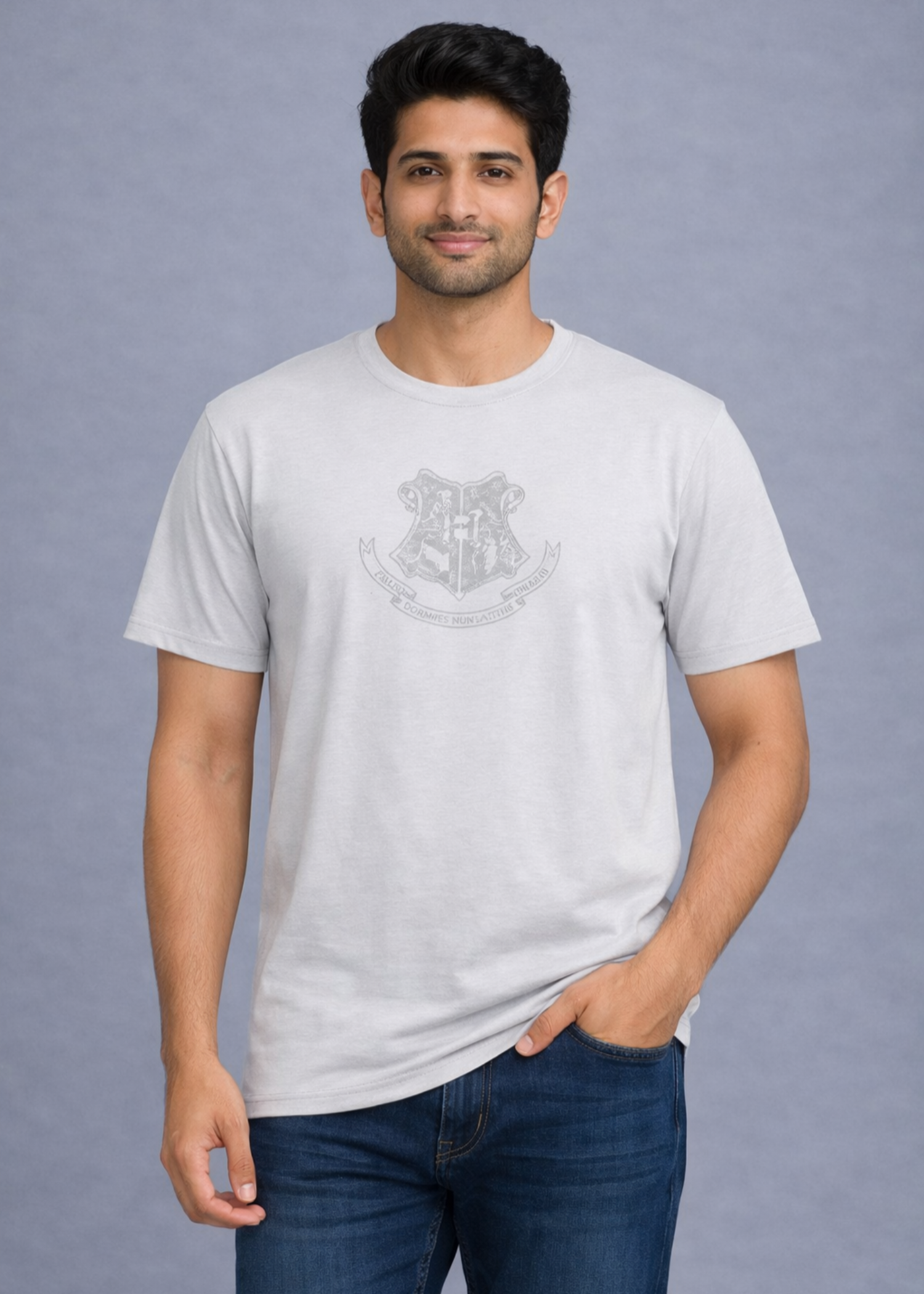 single jersey knit T Shirt in Light grey