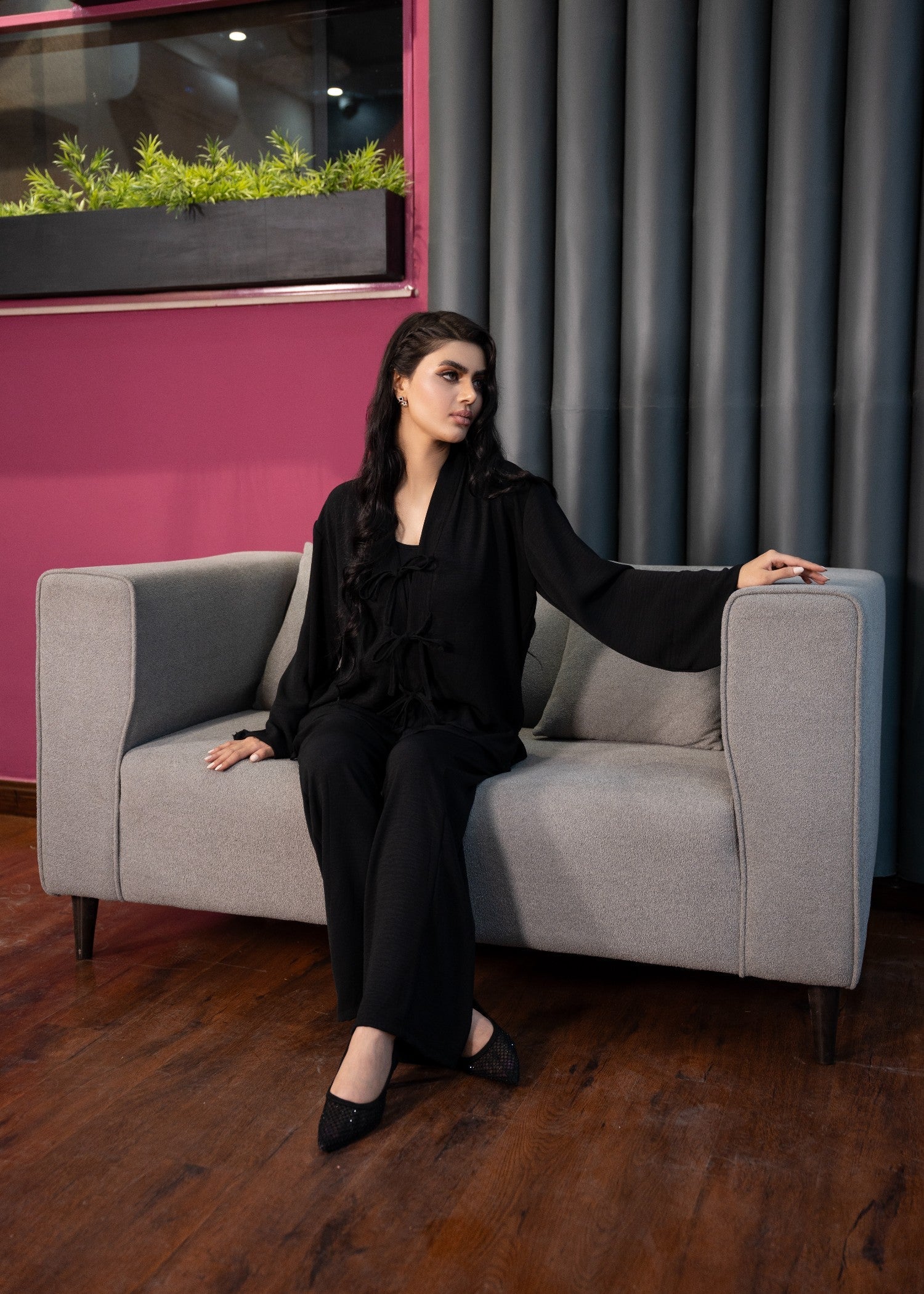 crepe georgette Co Ord Sets in Black