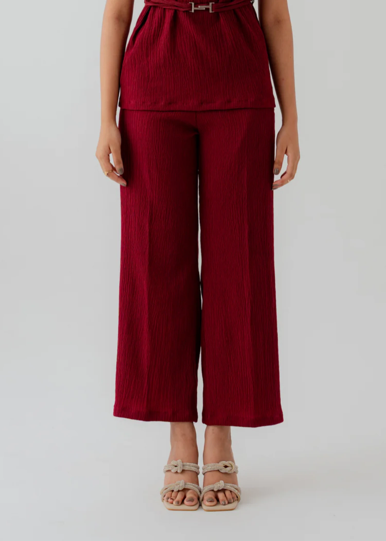 crinkle Trousers in Burgundy